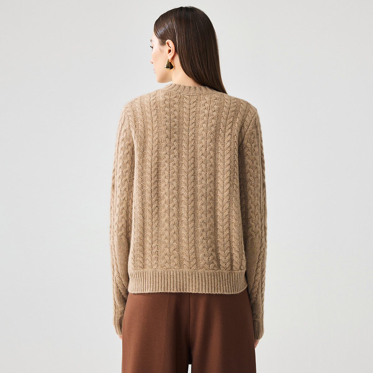 100% Cashmere Womens Chunky Cable Knit Sweater