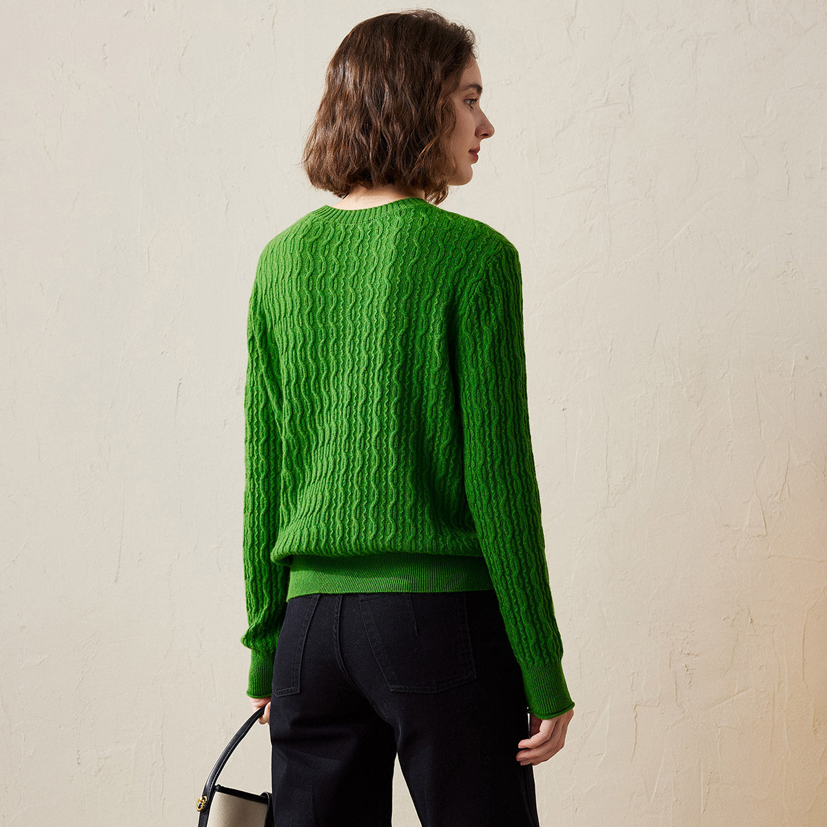 100% Cashmere Classic Cable Knit Sweater