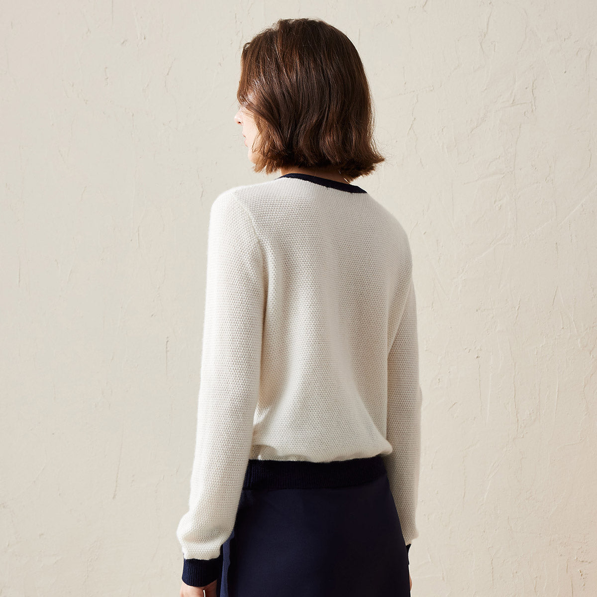 100% Cashmere Classic Contrast Trim Cardigan