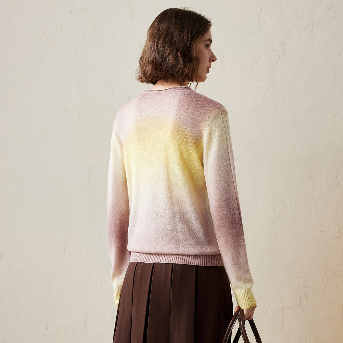 100% Cashmere Gradient Color Knit Sweater