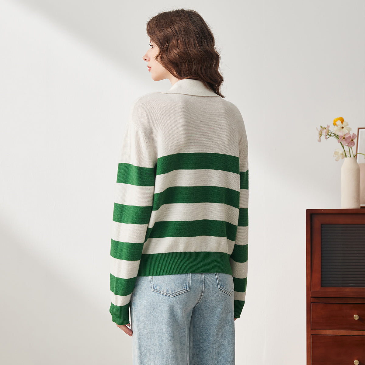 100% Wool Cozy Striped Knit Sweater