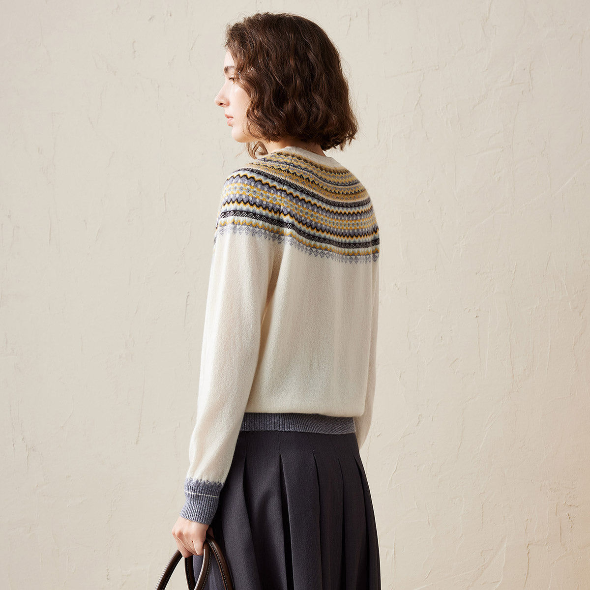 100% Cashmere Nordic-Inspired Knit Sweater