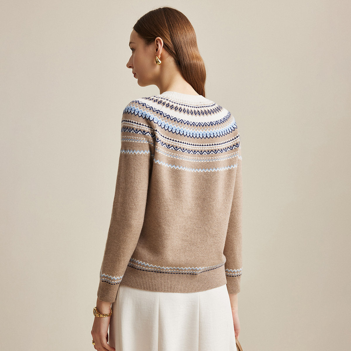 100% Wool Elegant Nordic Knit Sweater