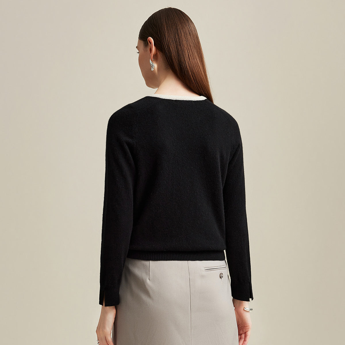 100% Cashmere Button-Accent Sweater