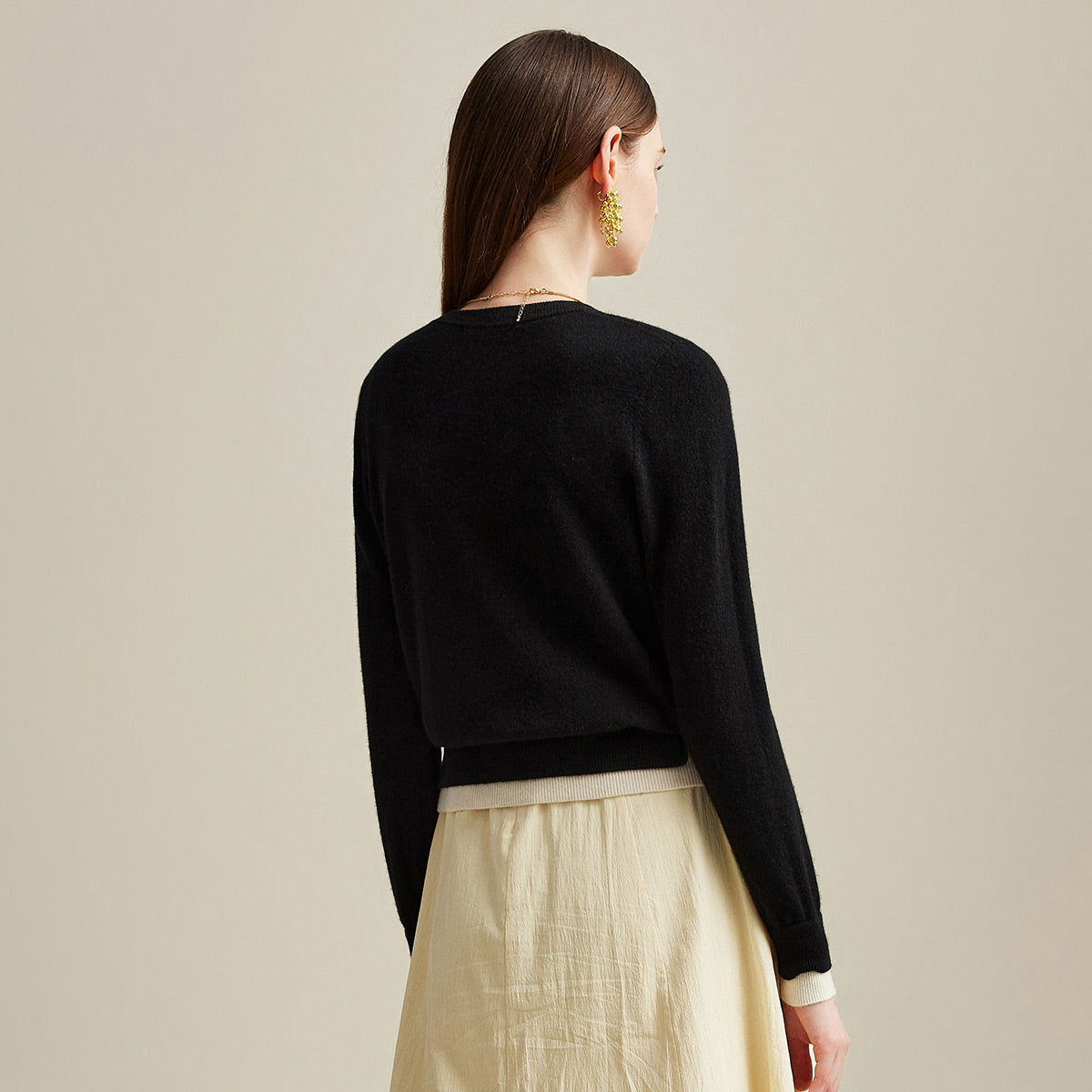 100% Cashmere Contrast-Trim Cardigan with Pockets