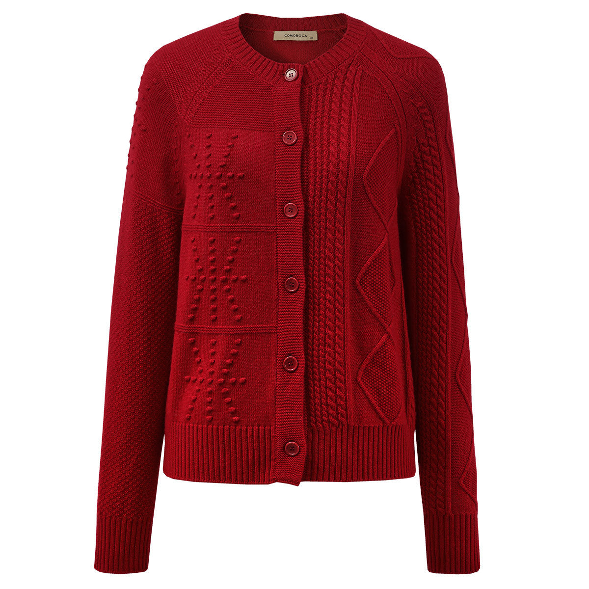 100% Wool Elegant Ribbed Knit Cardigan