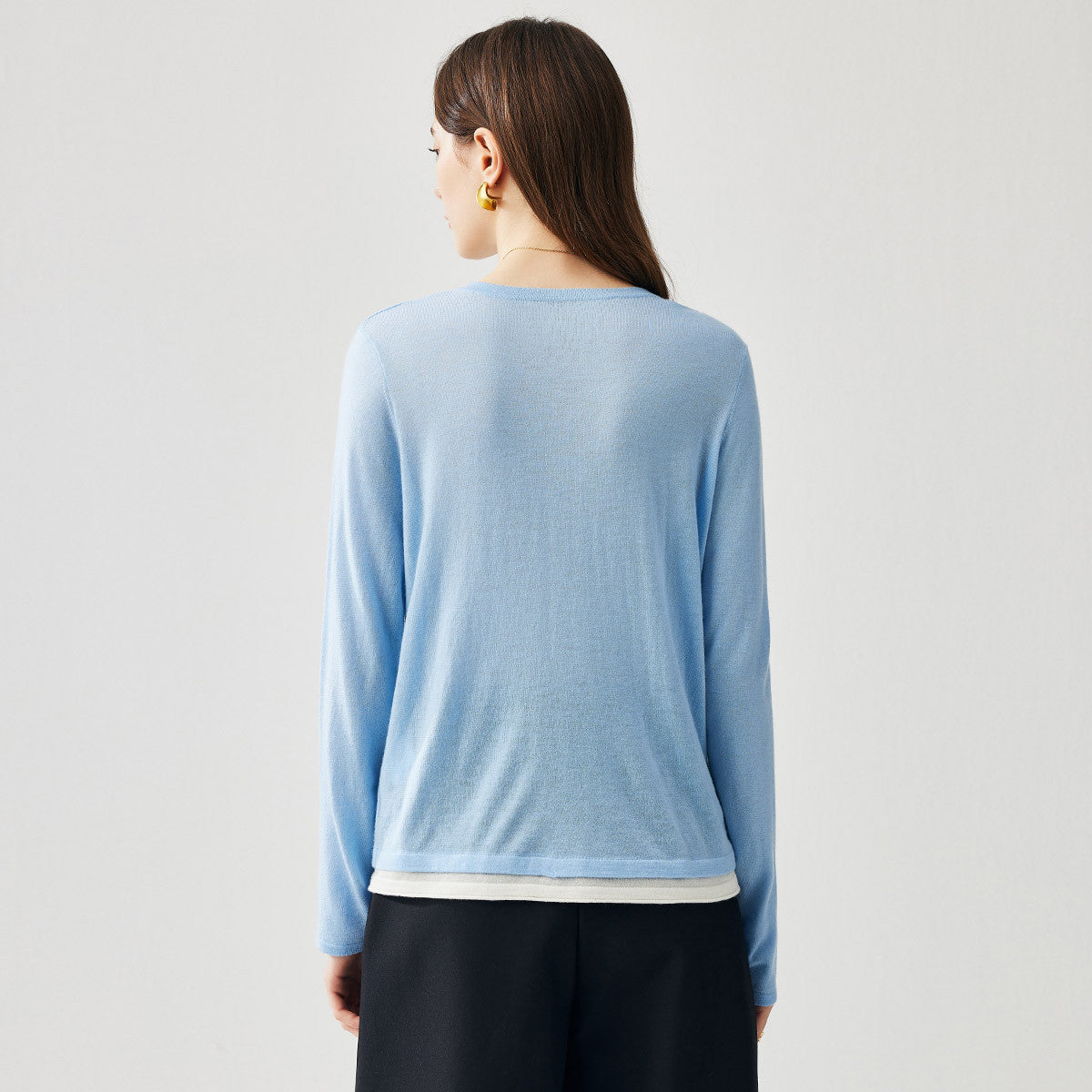 Womens V-Neck Layered Knit Sweater