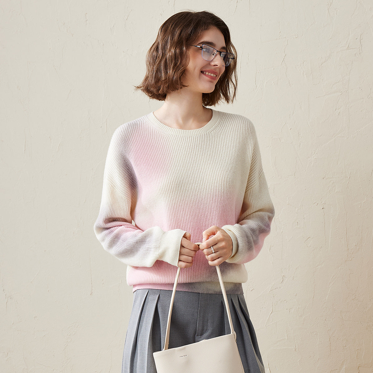 100% Cashmere Gradient Color Soft Knit Sweater