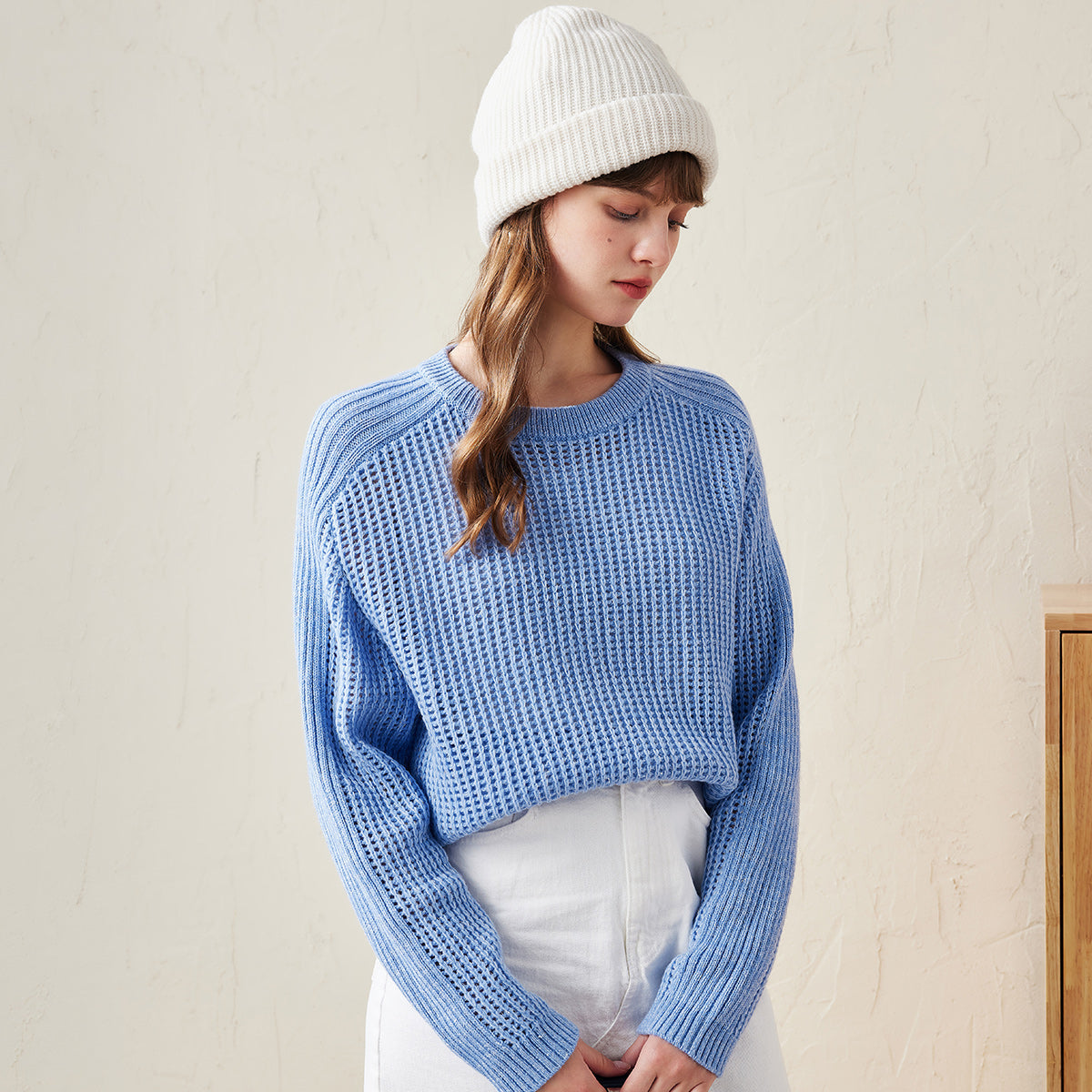 100% Wool Cozy Ribbed Knitted Sweater