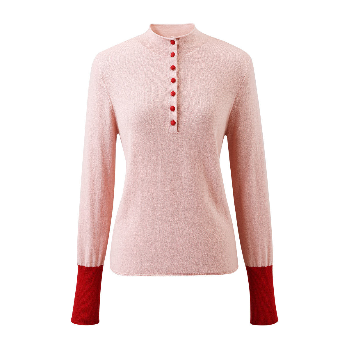 100% Cashmere Button Down Contrast Cuff Knit Sweater