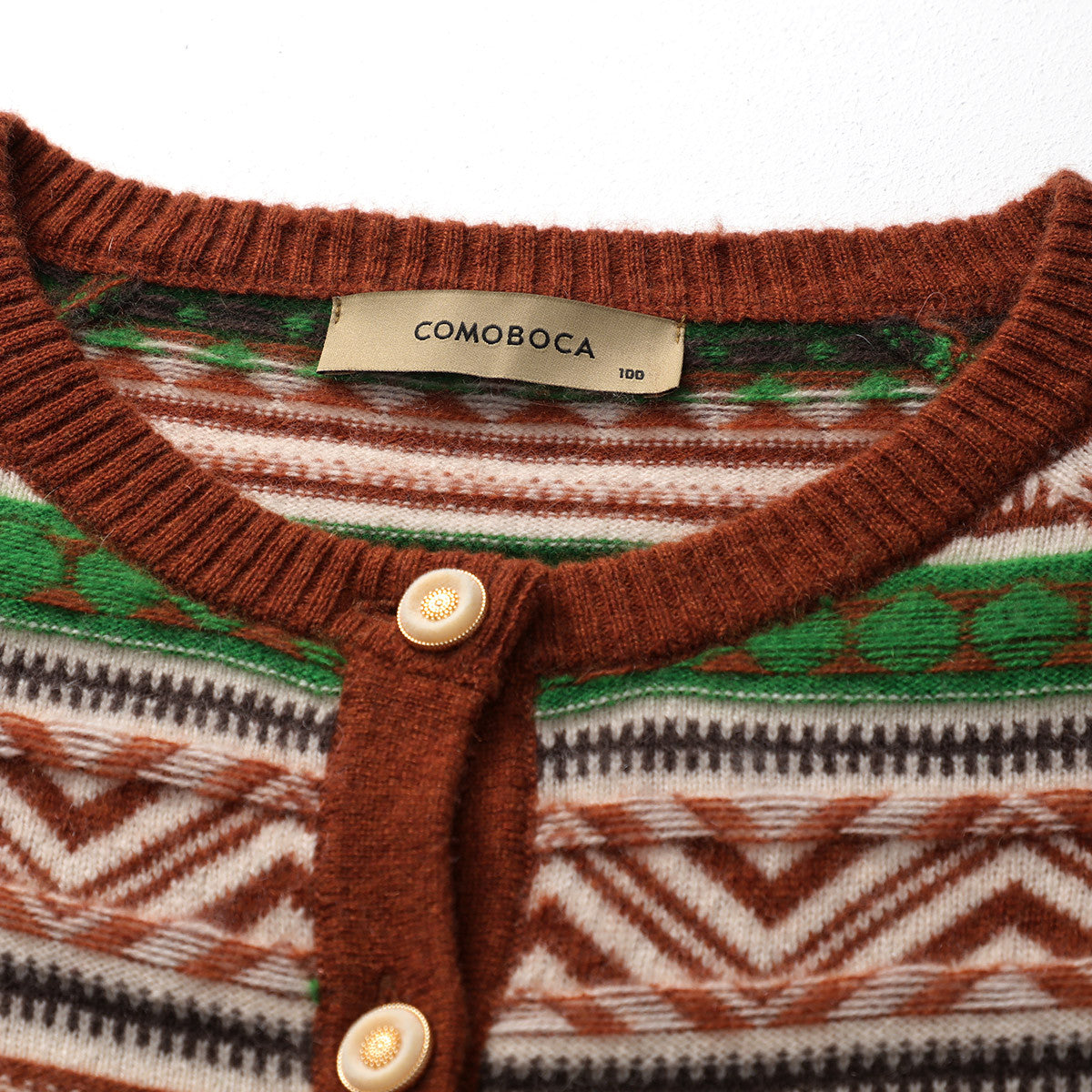 100% Cashmere Vintage Inspired Geometric Knit Cardigan