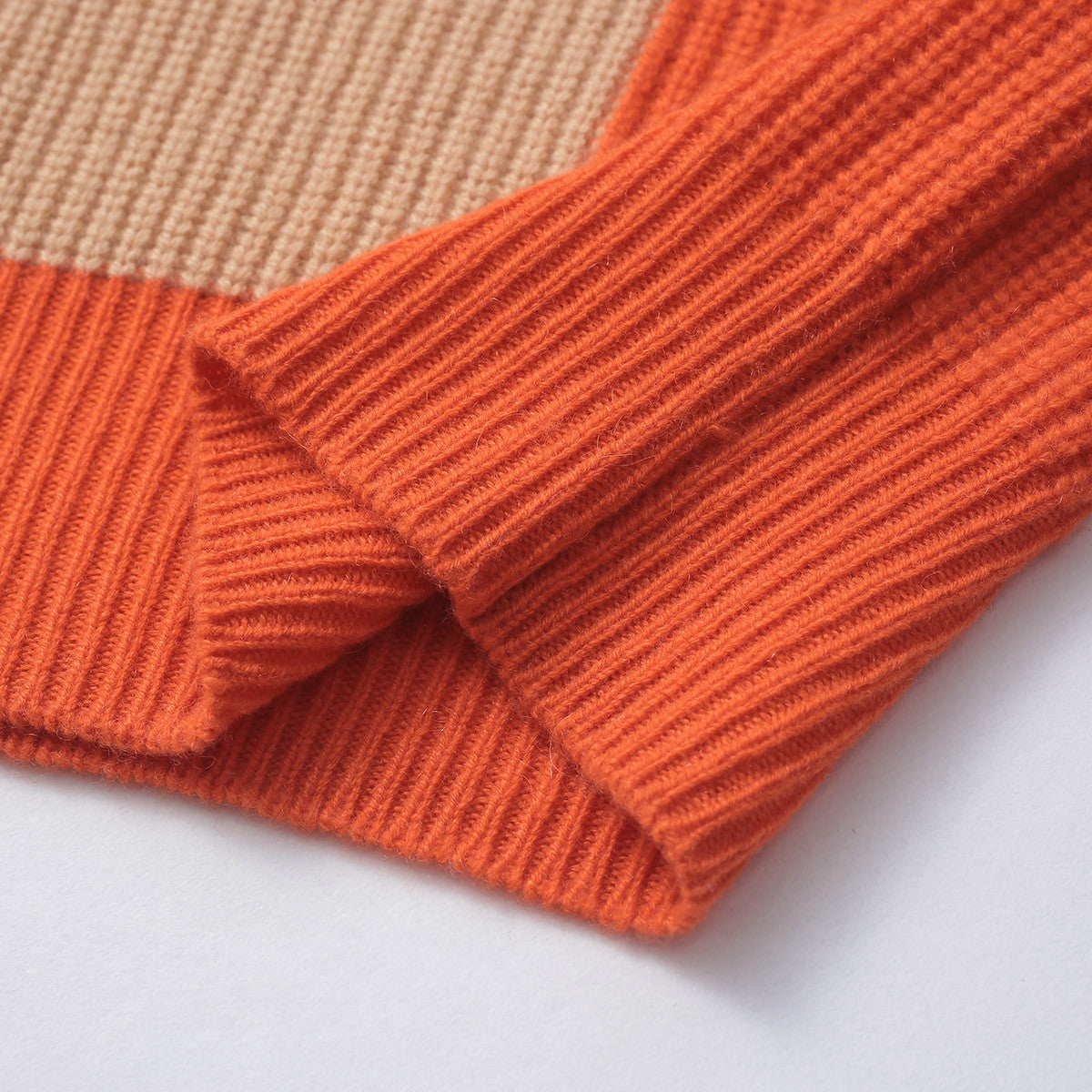 100% Cashmere Color Block Oversized Knit Sweater