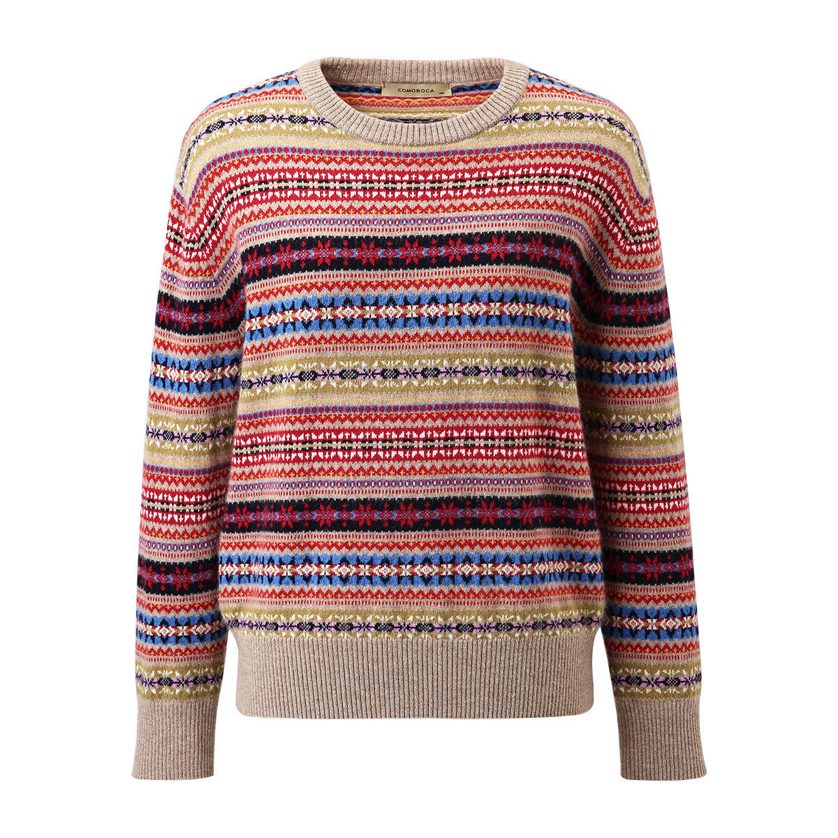 100% Cashmere Fair Isle Vintage Inspired Patterned Sweater