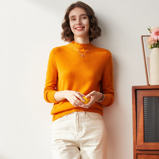 100% Cashmere Mock Neck Knit Sweater