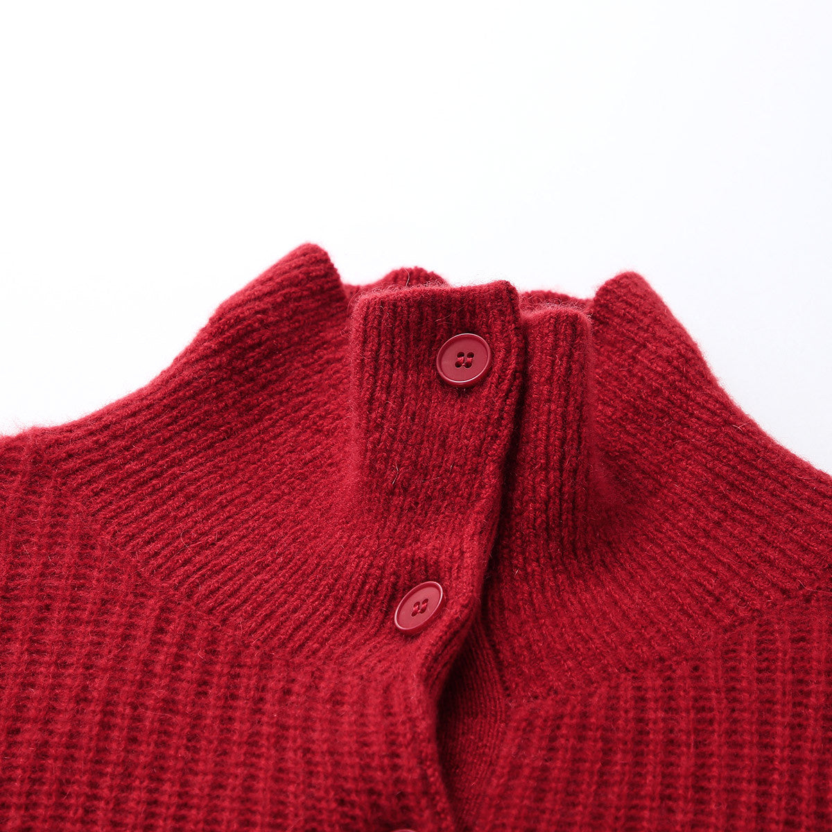 100% Cashmere Cable Knit Sweater with Button Neck