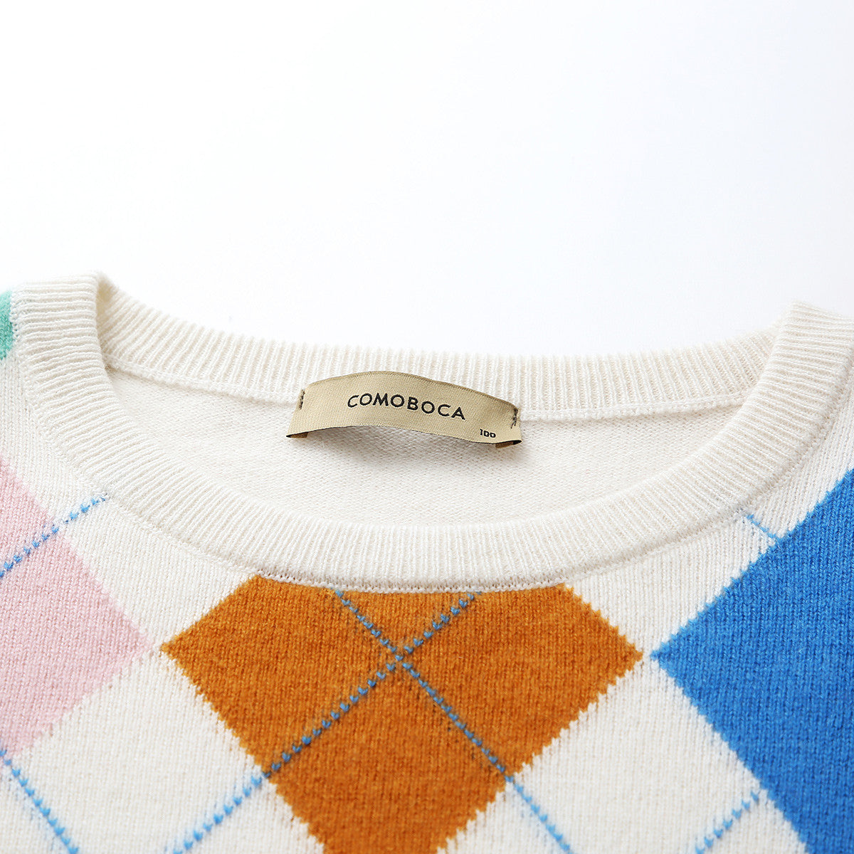 100% Cashmere Argyle Pattern Colorful Knitted Sweater