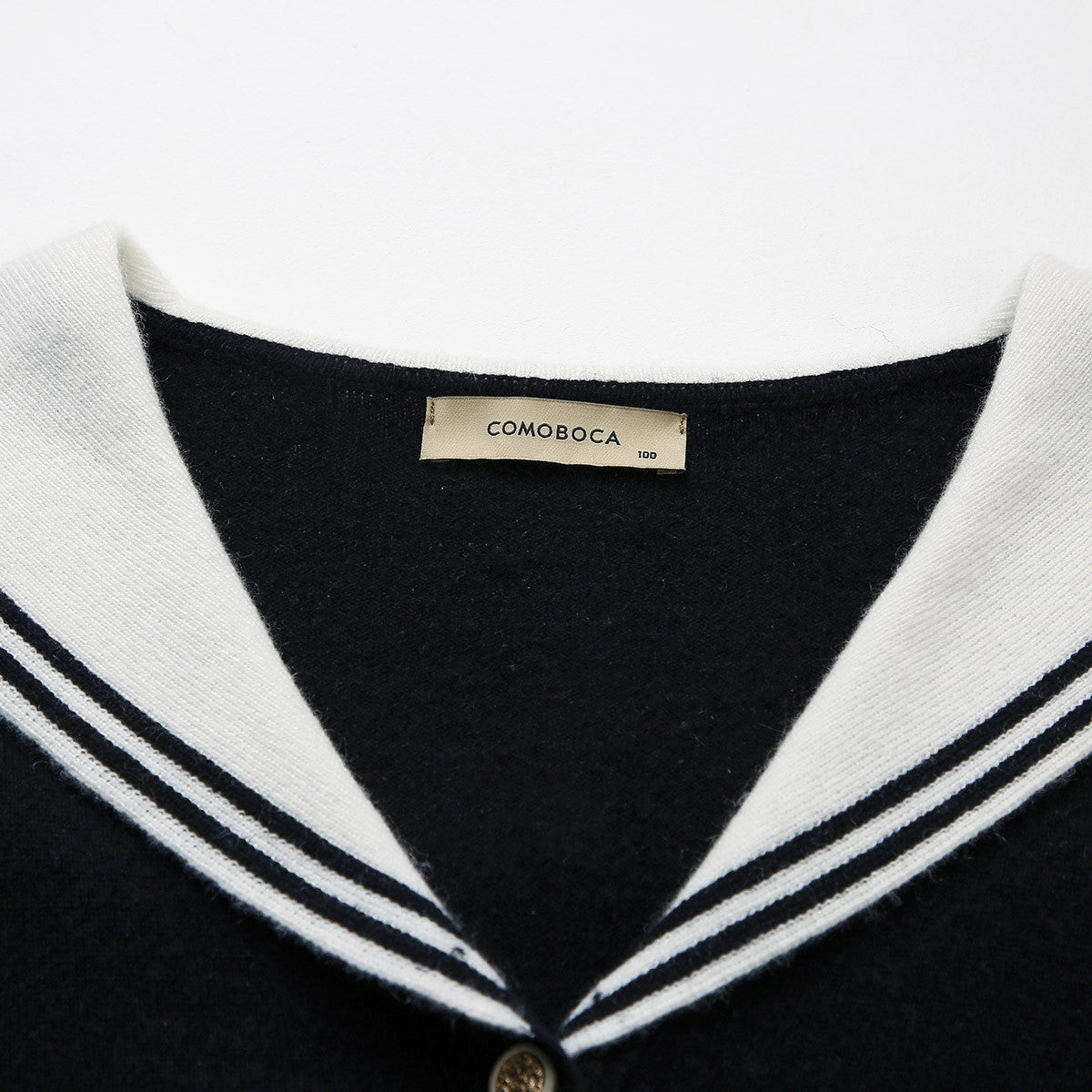 100% Cashmere Classic Sailor Collar Cardigan