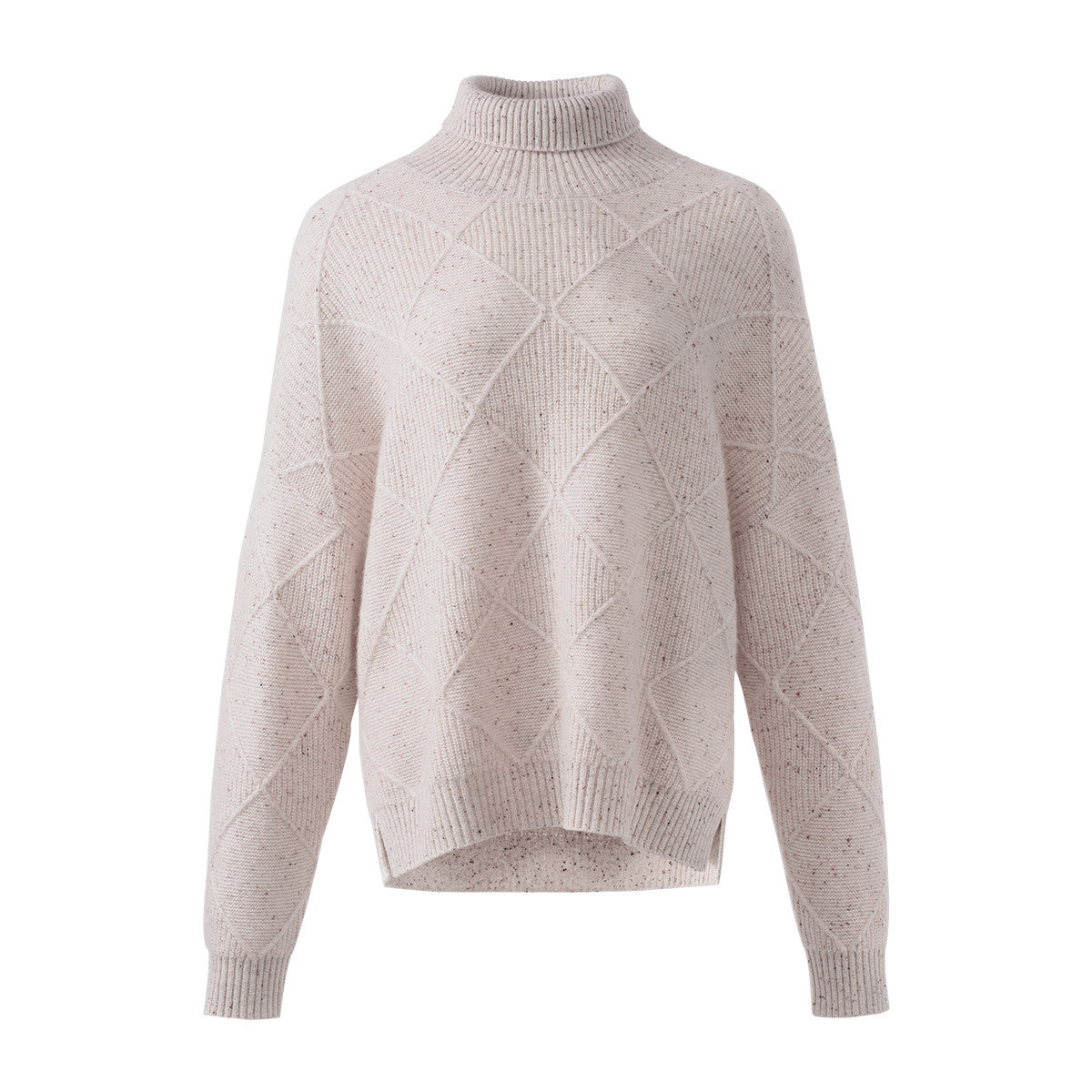 100% Cashmere Cozy Diamond Knit Turtleneck Sweater