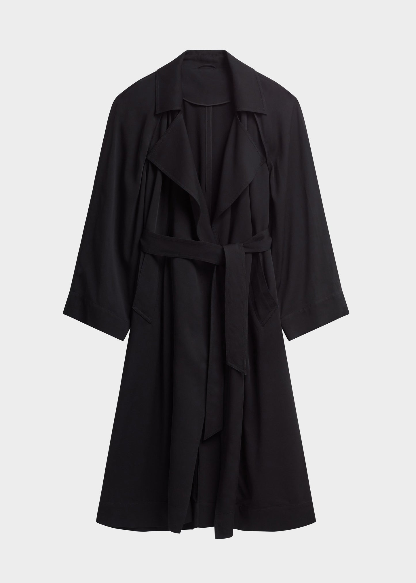 Astoria Cut-Out Raglan Sleeve Trench Coat - Black