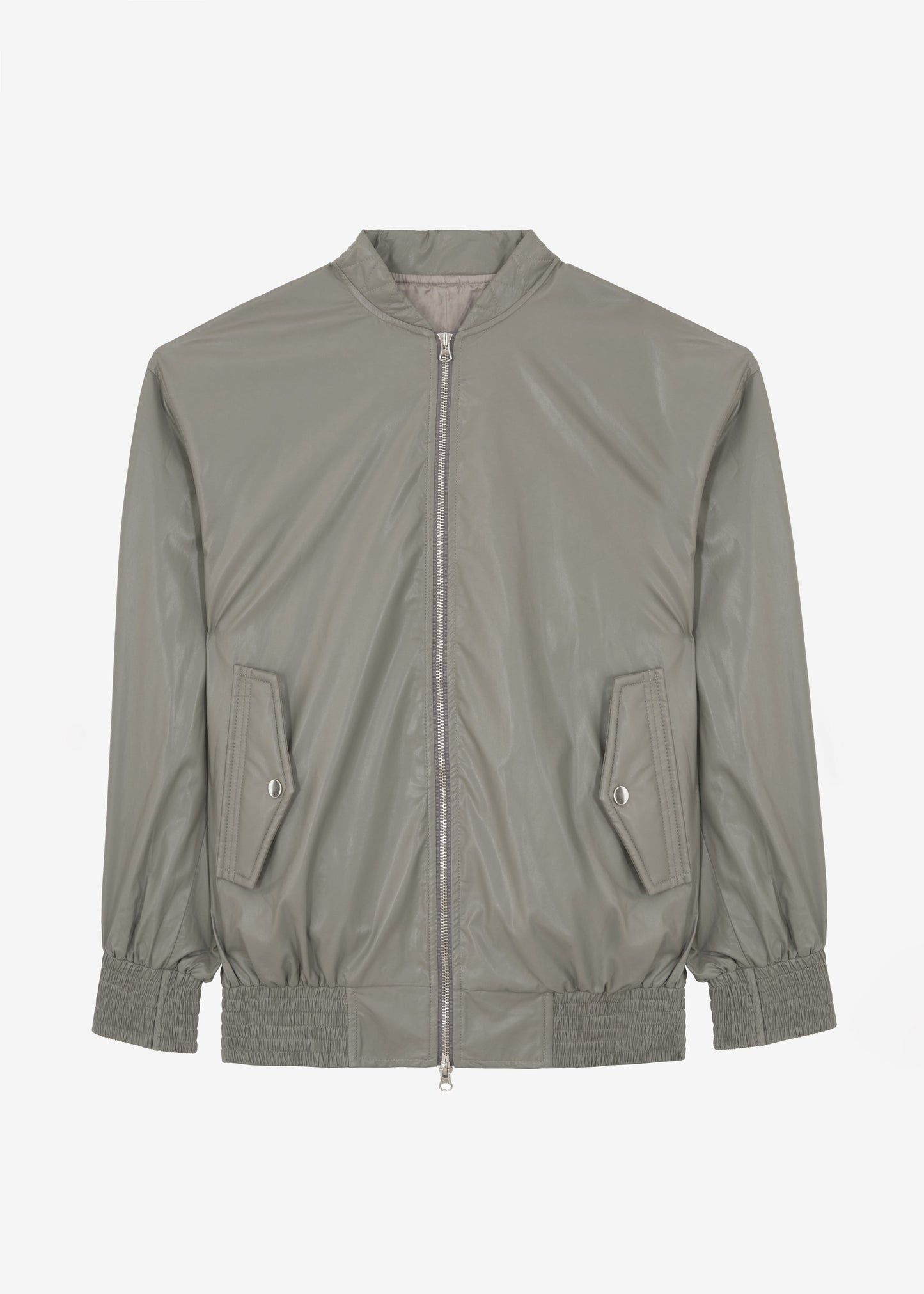 Amber Faux Leather Bomber - Khaki