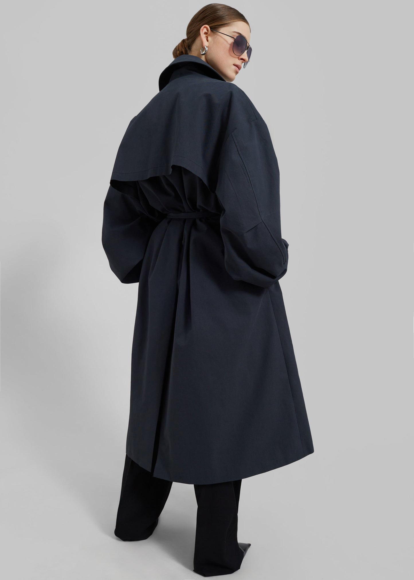 Anika Double Breasted Trench Coat - Navy