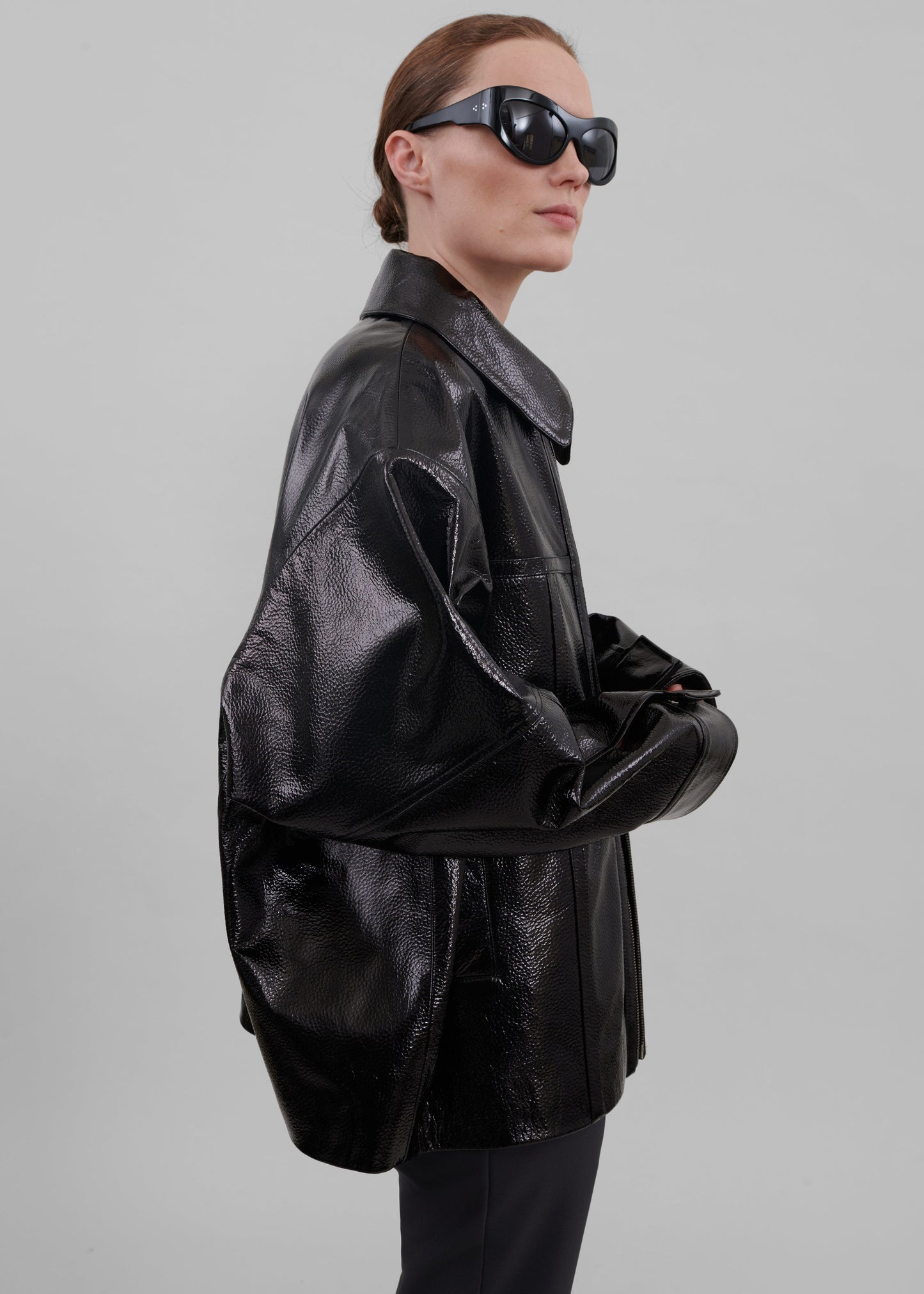 Arbor Crackled Faux Leather Jacket - Black