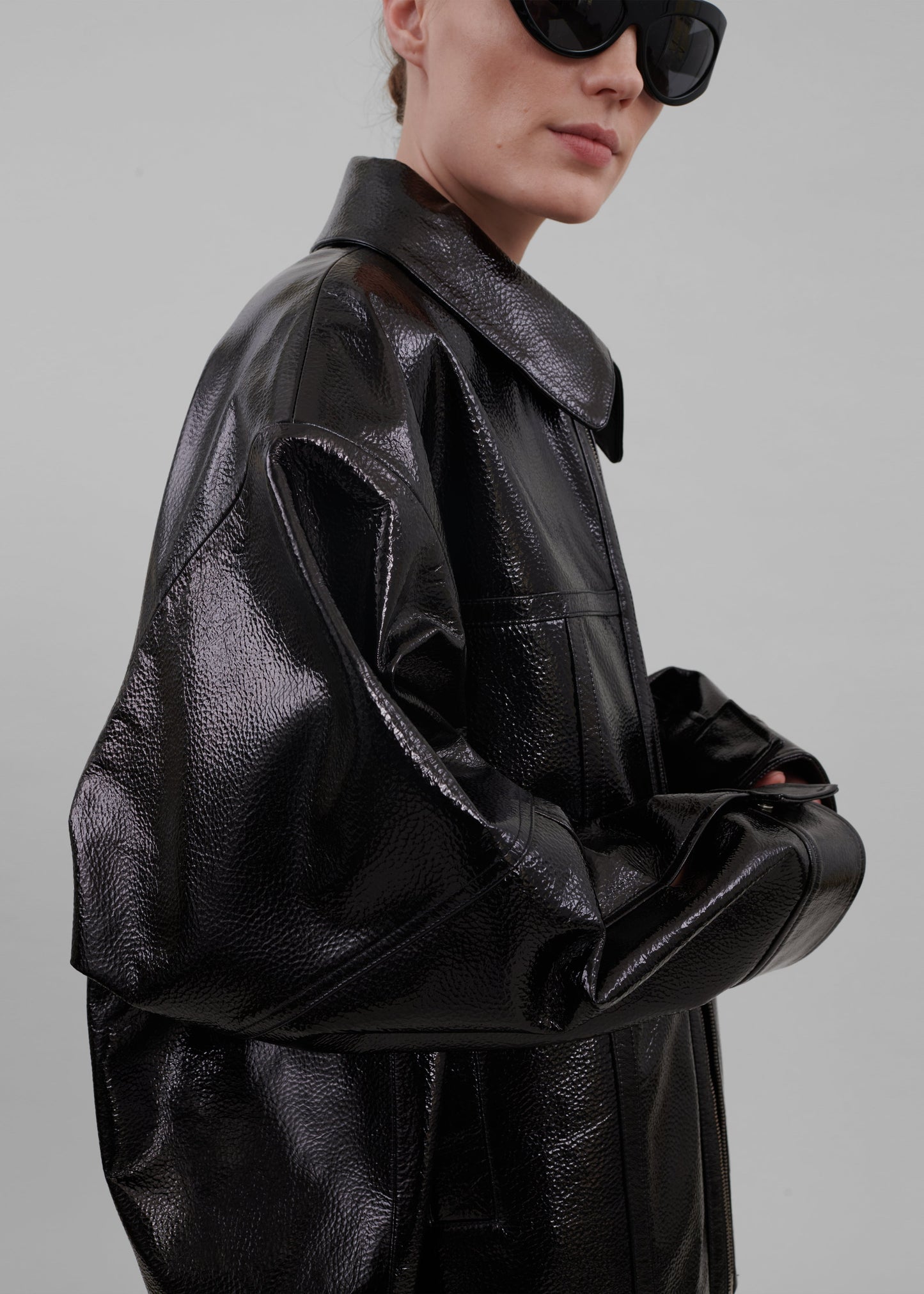 Arbor Crackled Faux Leather Jacket - Black