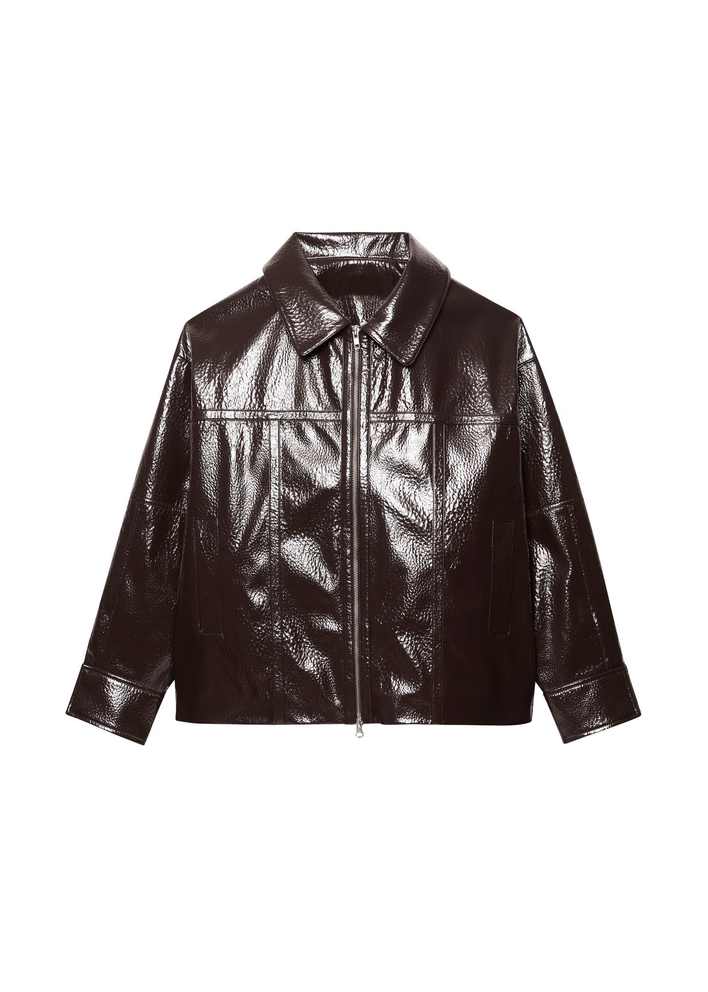 Arbor Crackled Faux Leather Jacket - Brown