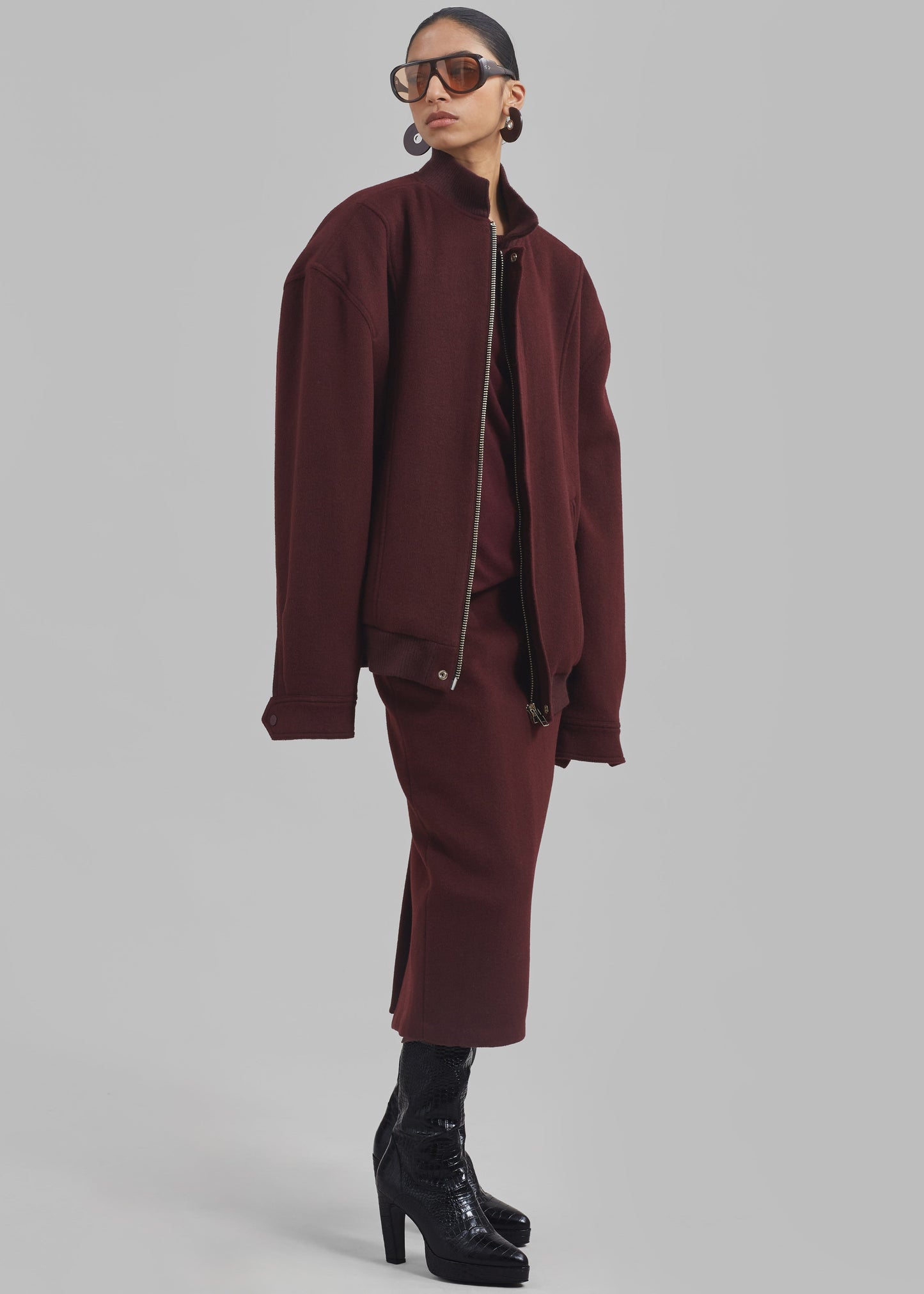 Arley Oversized Bomber - Burgundy