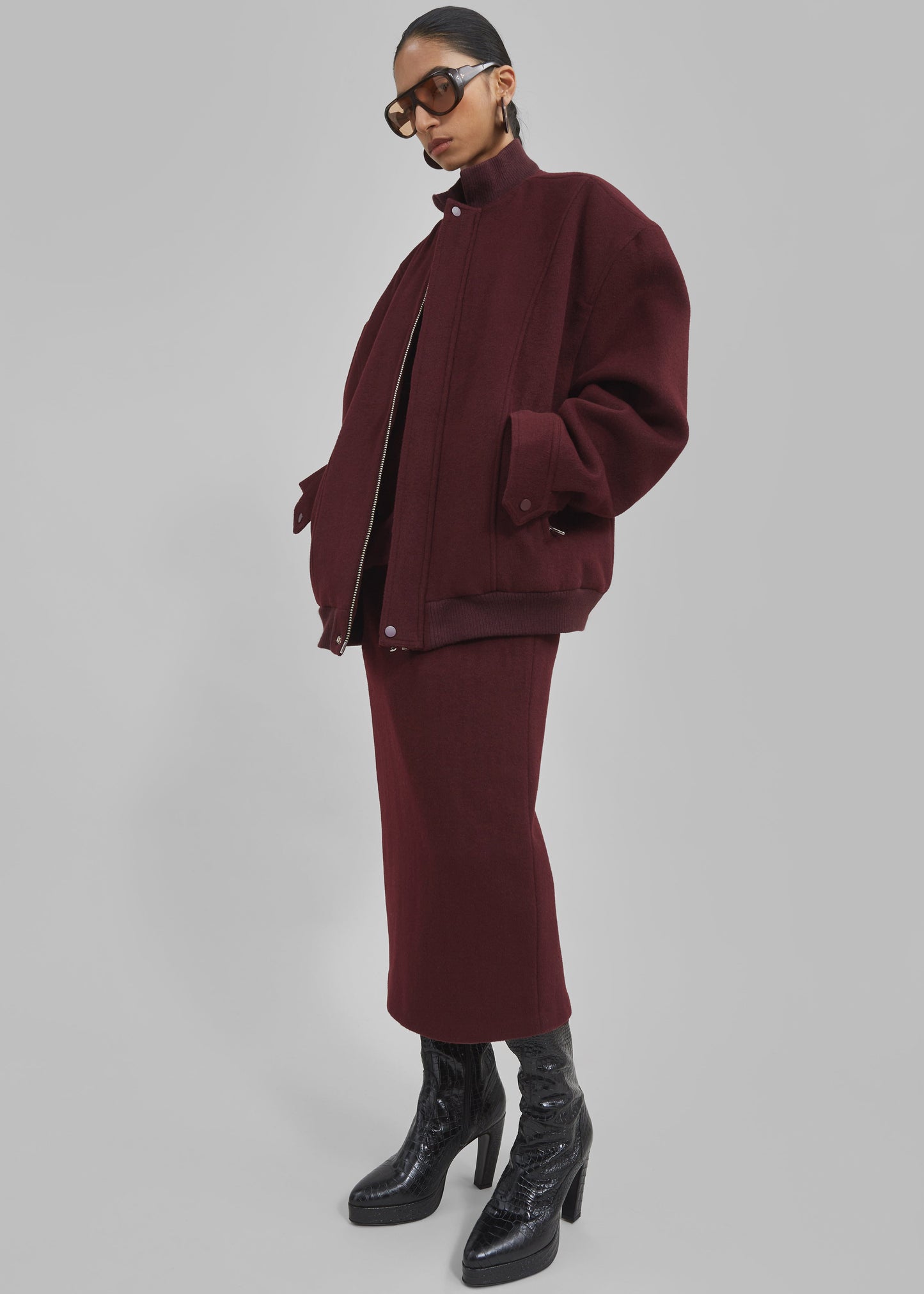 Arley Oversized Bomber - Burgundy