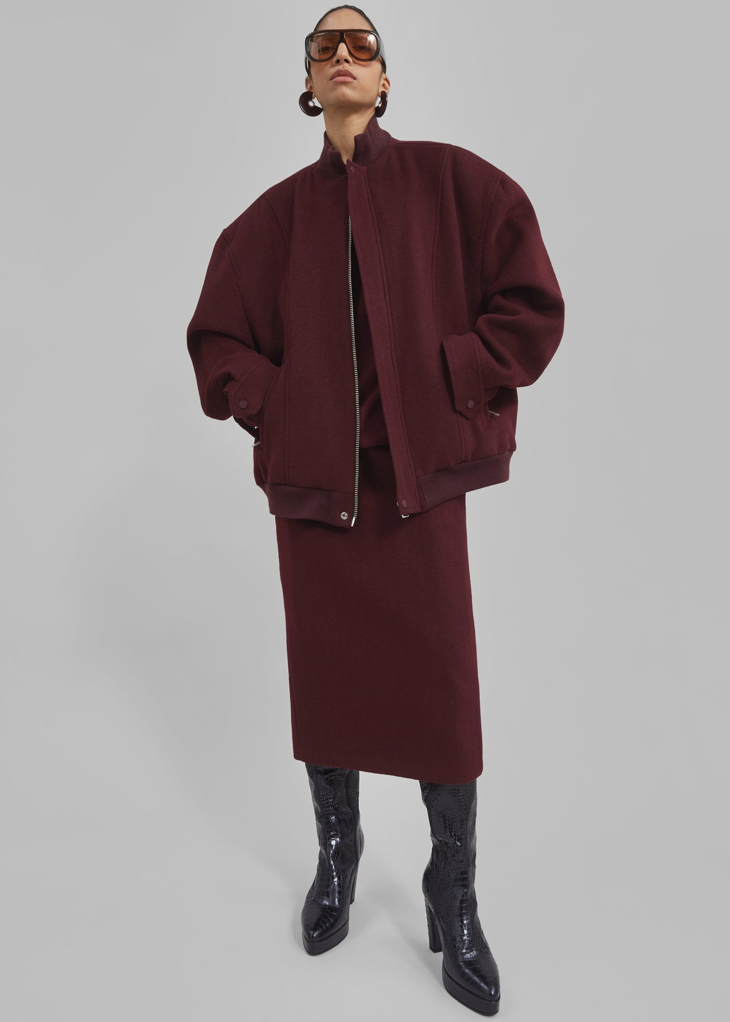 Arley Oversized Bomber - Burgundy