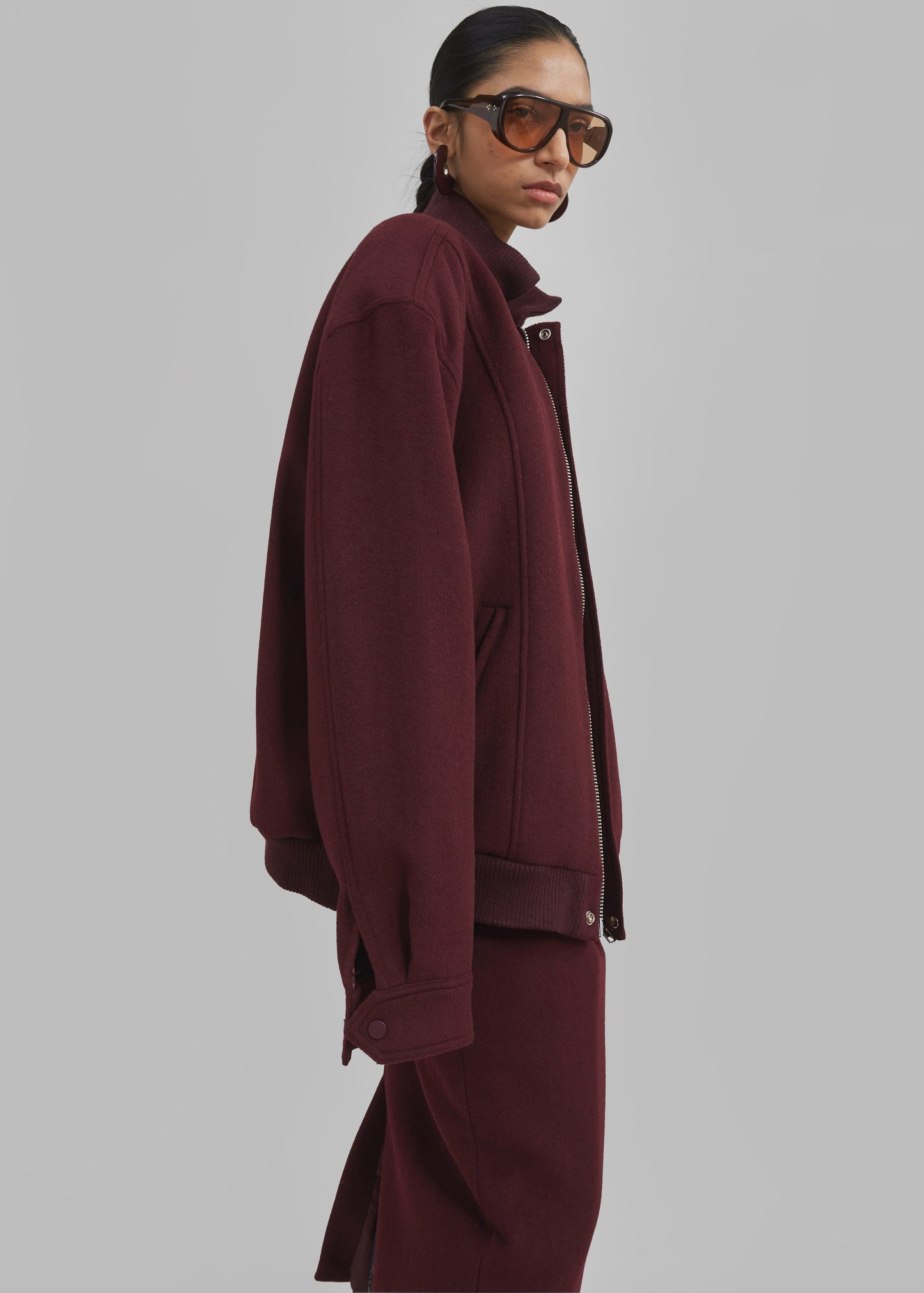 Arley Oversized Bomber - Burgundy