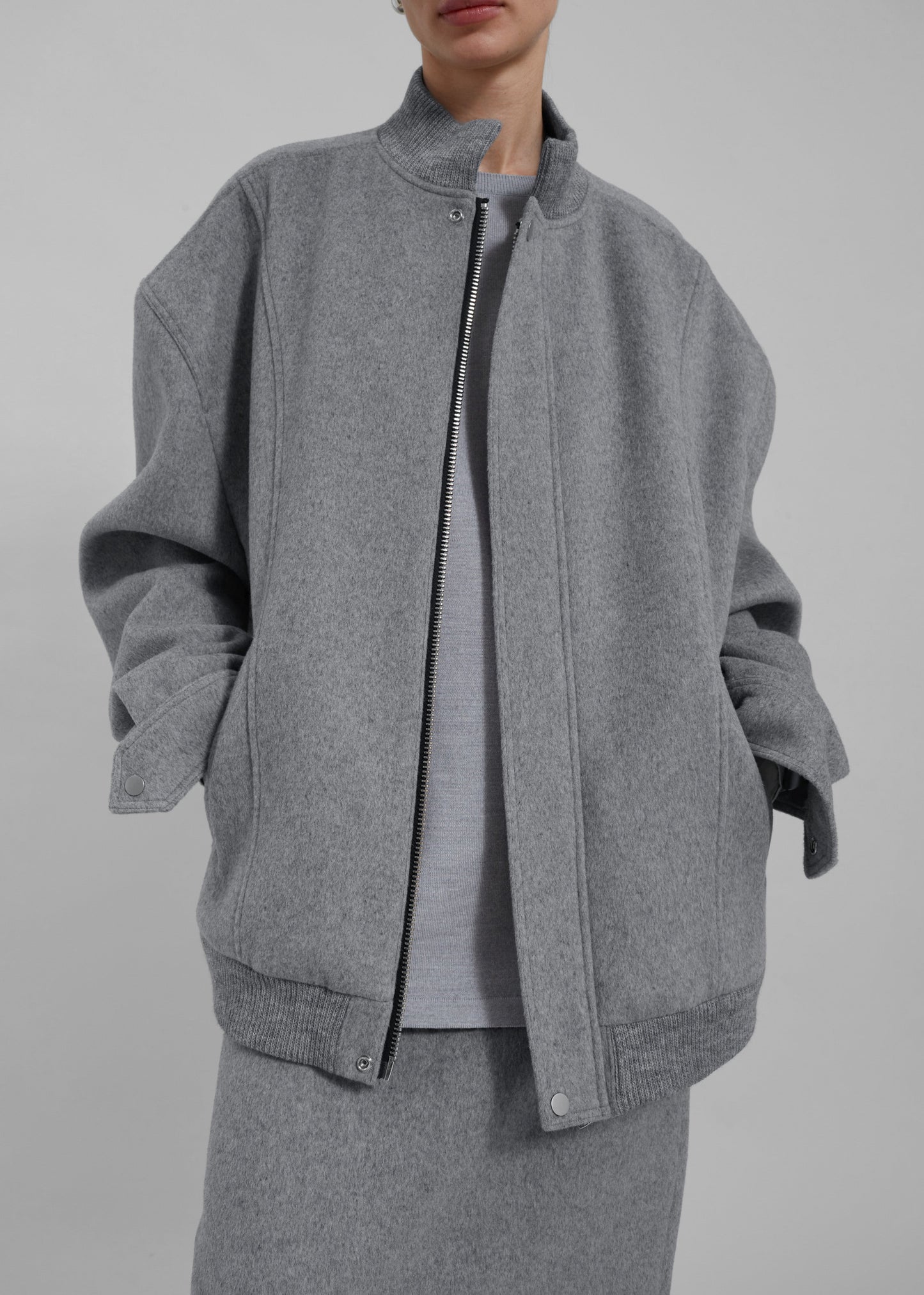 Arley Oversized Bomber - Light Grey