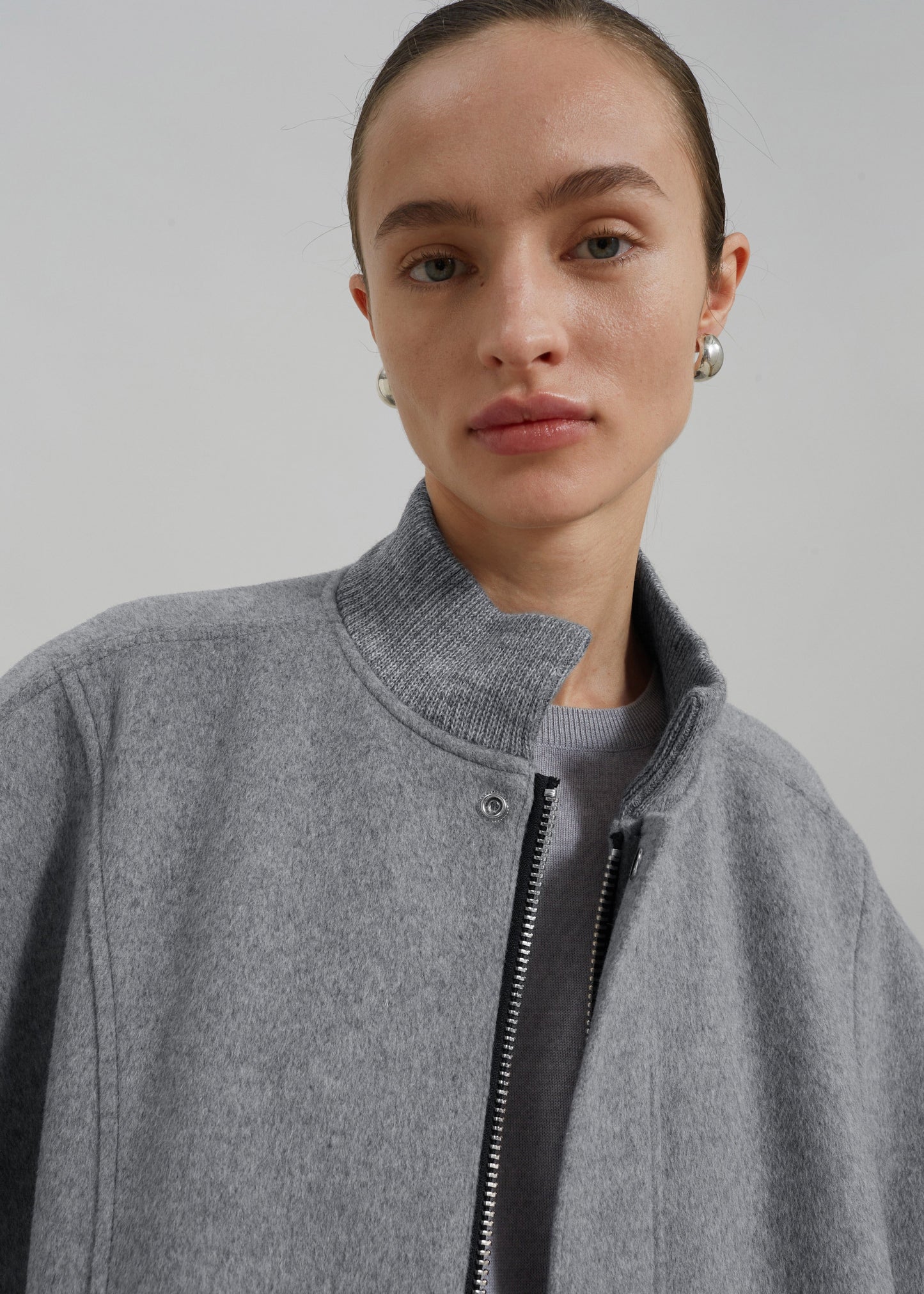 Arley Oversized Bomber - Light Grey