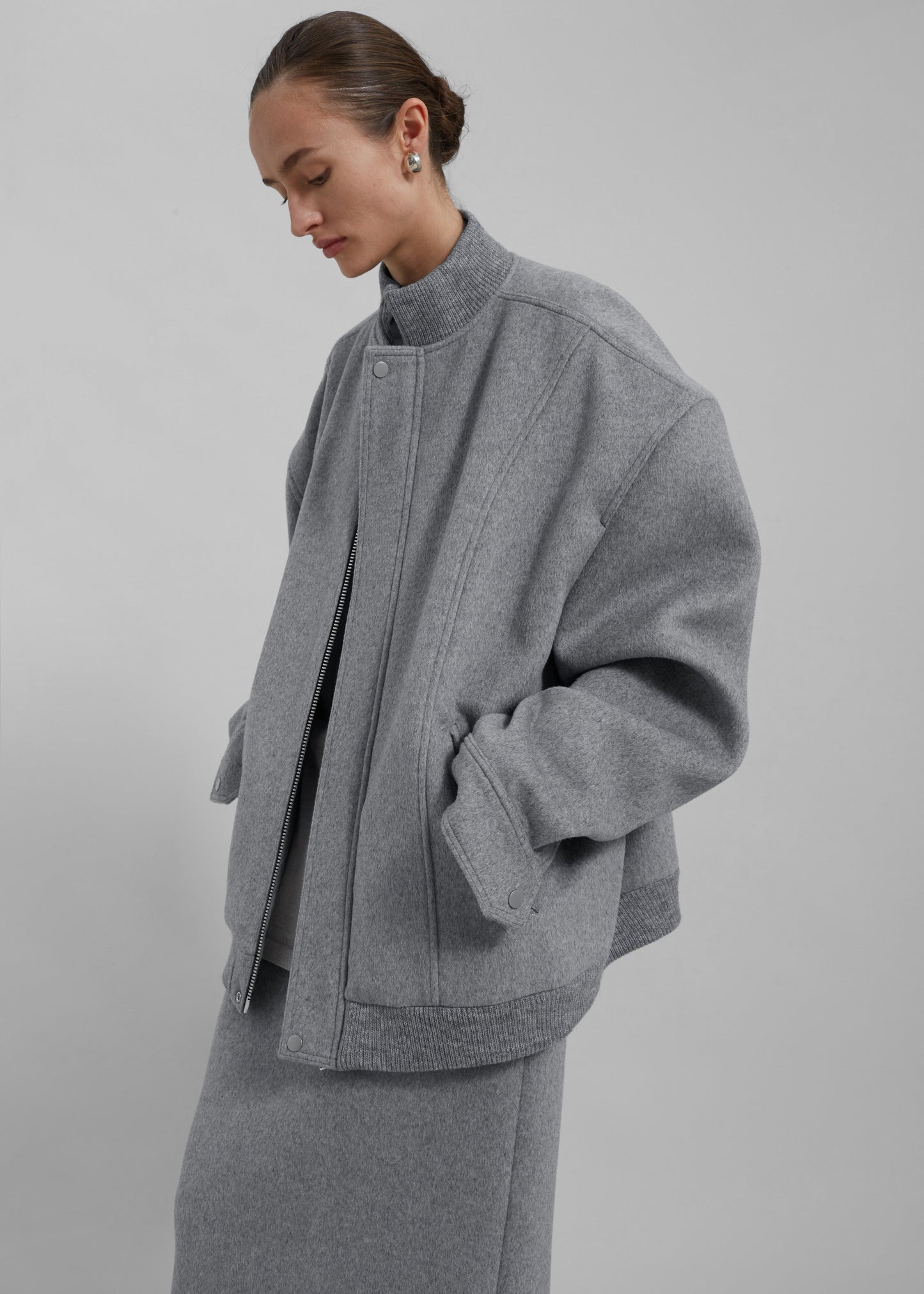 Arley Oversized Bomber - Light Grey