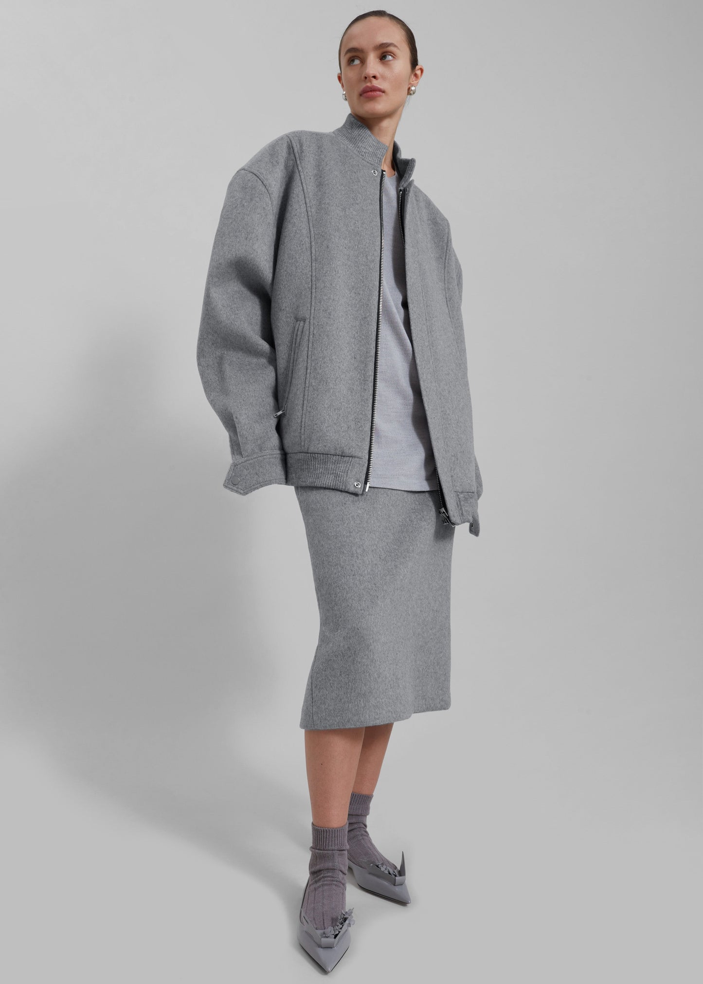 Arley Oversized Bomber - Light Grey