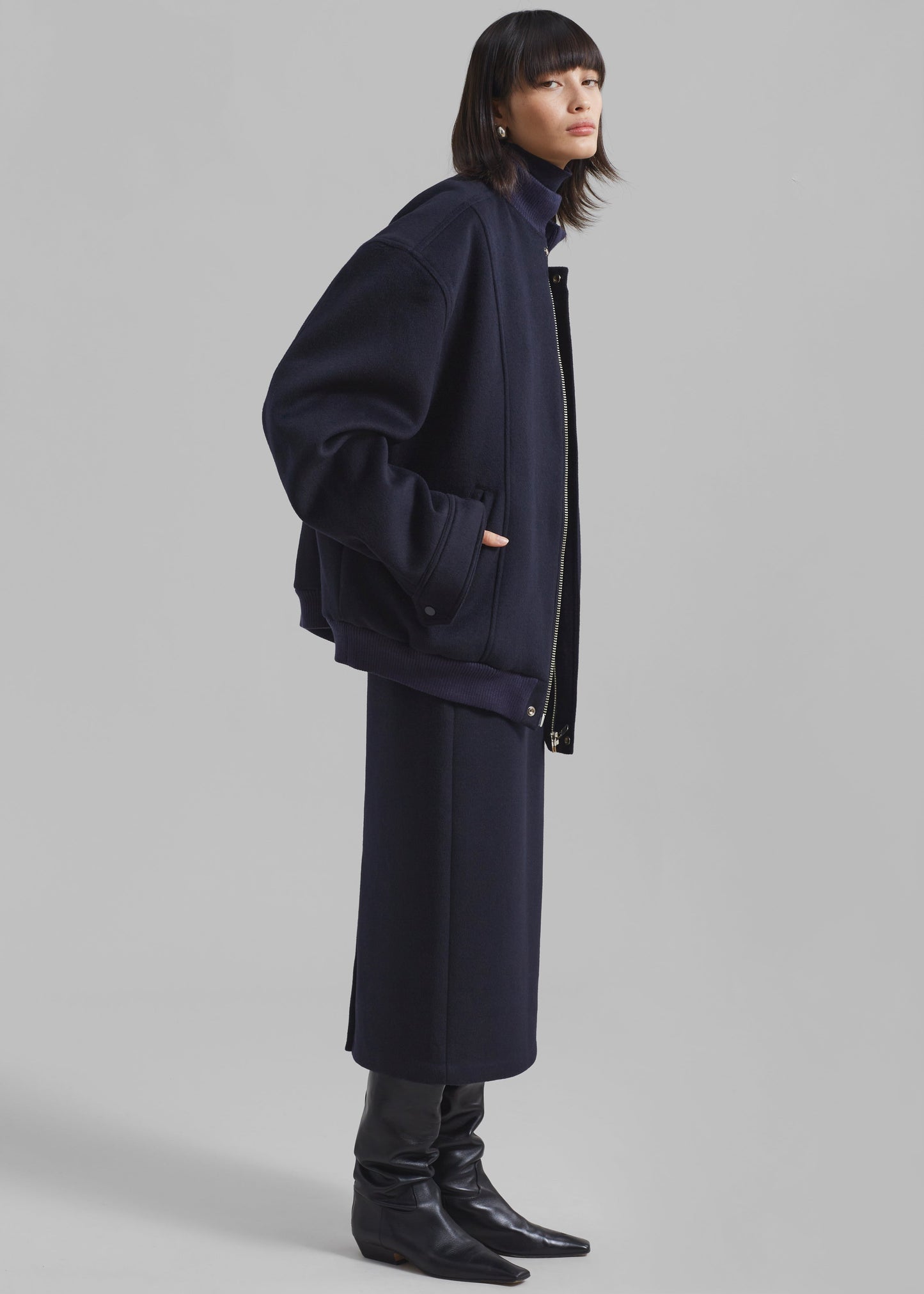 Arley Oversized Bomber - Navy