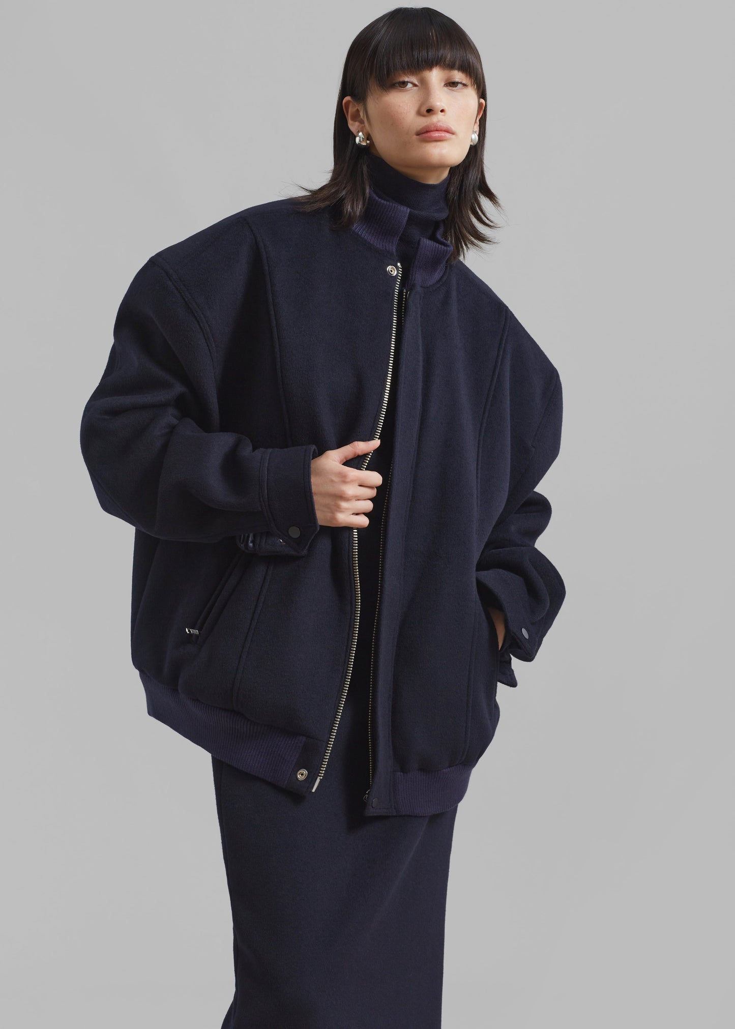 Arley Oversized Bomber - Navy