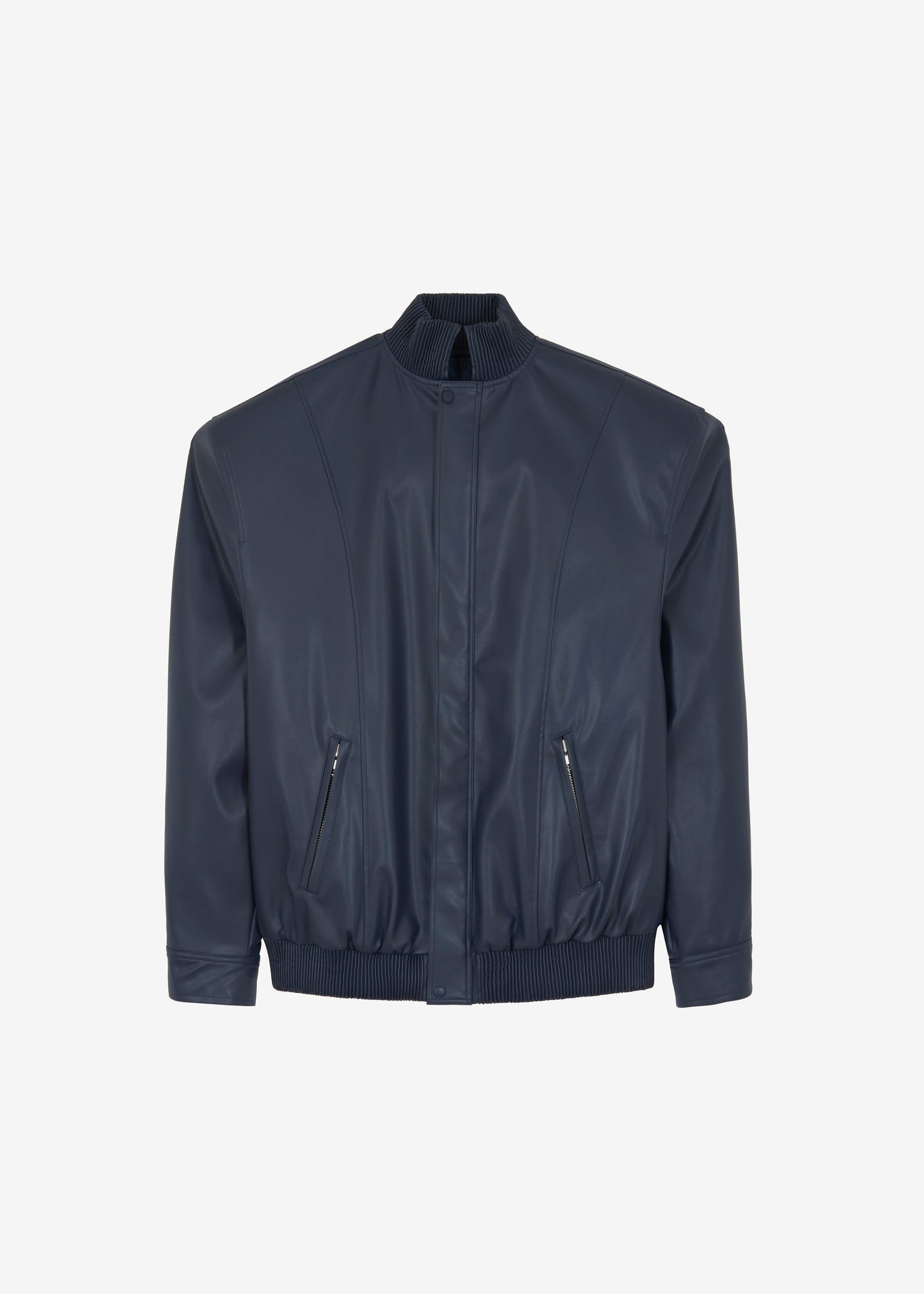 Arley Oversized Faux Leather Bomber - Navy