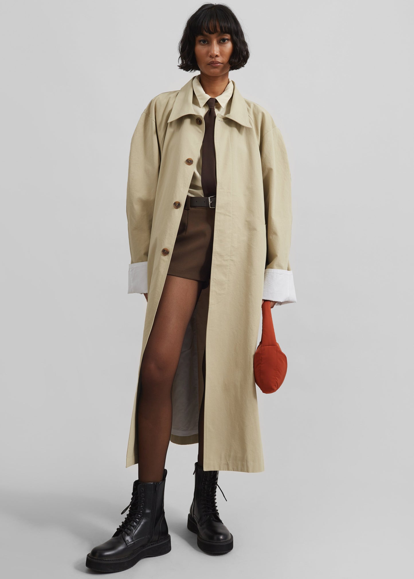 Arlise Oversized Trench Coat - Beige