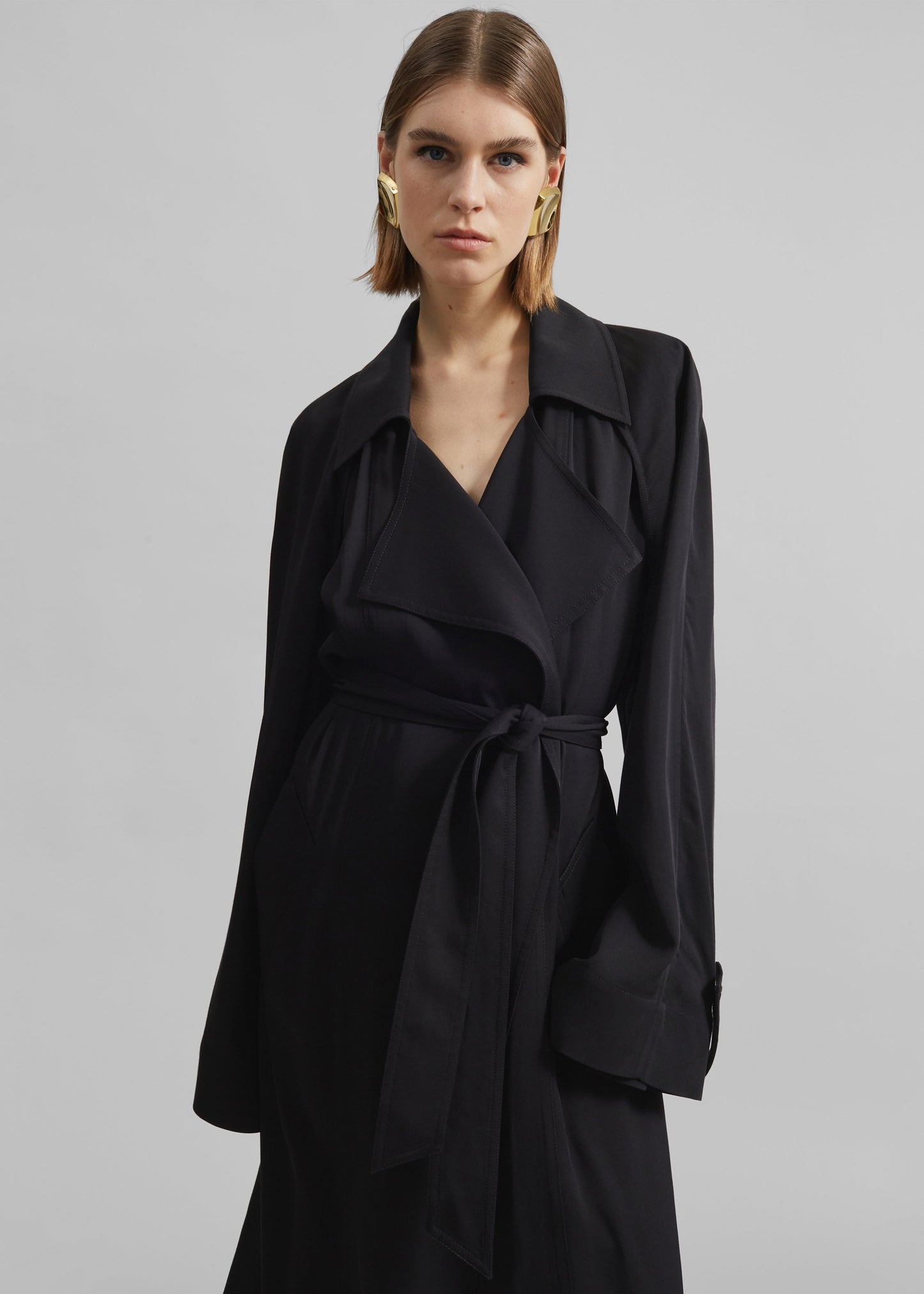 Astoria Cut-Out Raglan Sleeve Trench Coat - Black