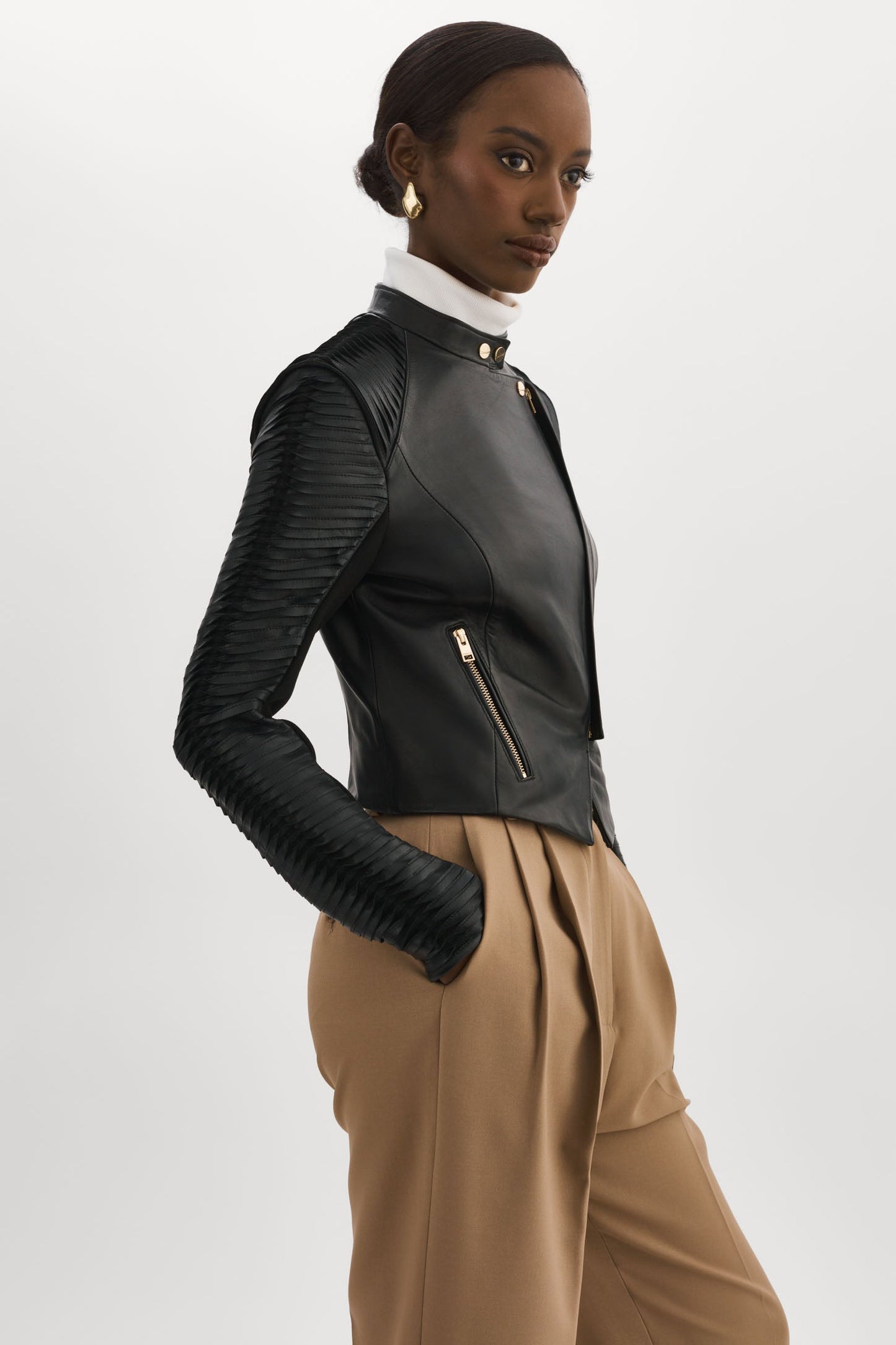 AZRA GOLD | Leather Biker Jacket