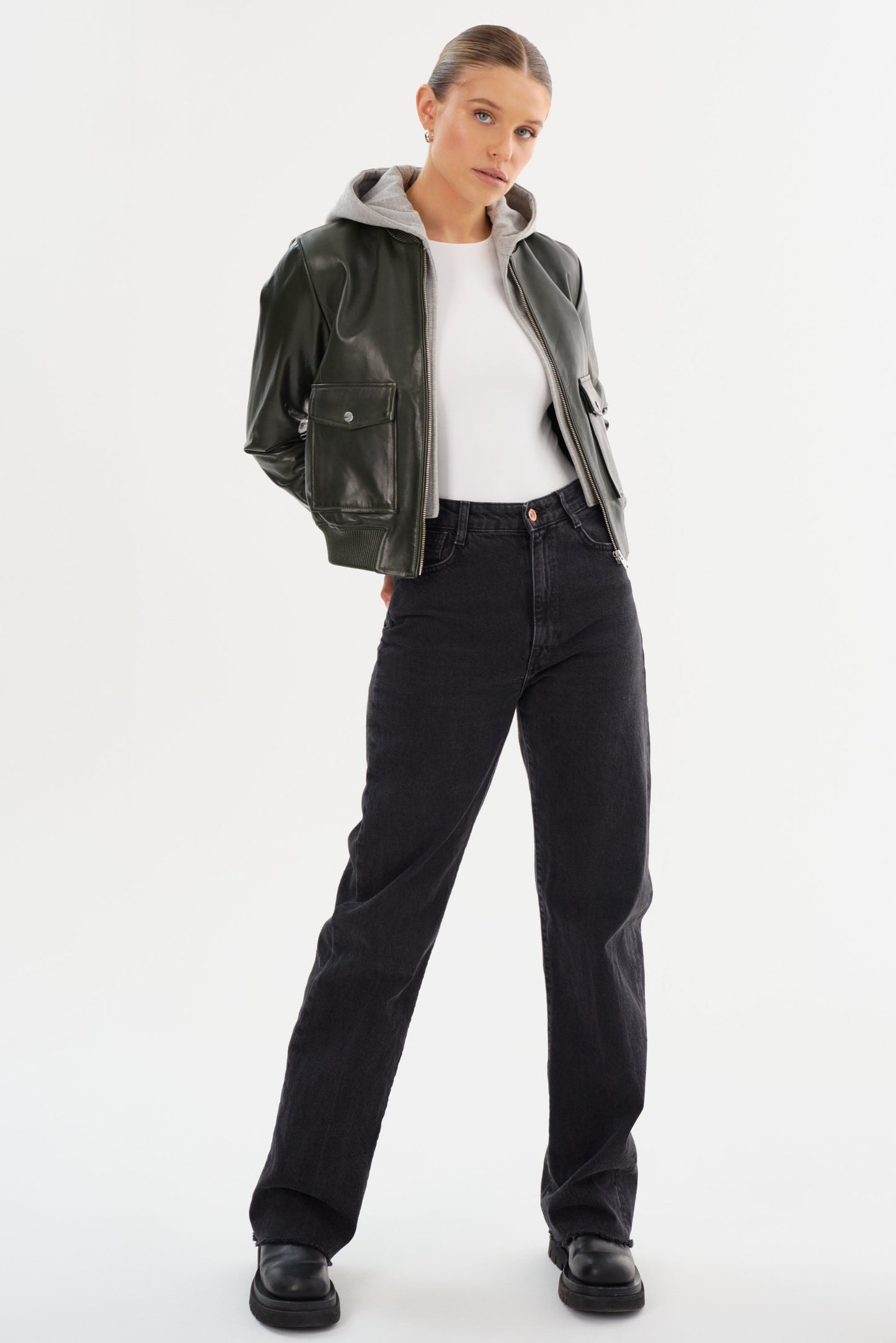 CANDACE | Leather Bomber Jacket