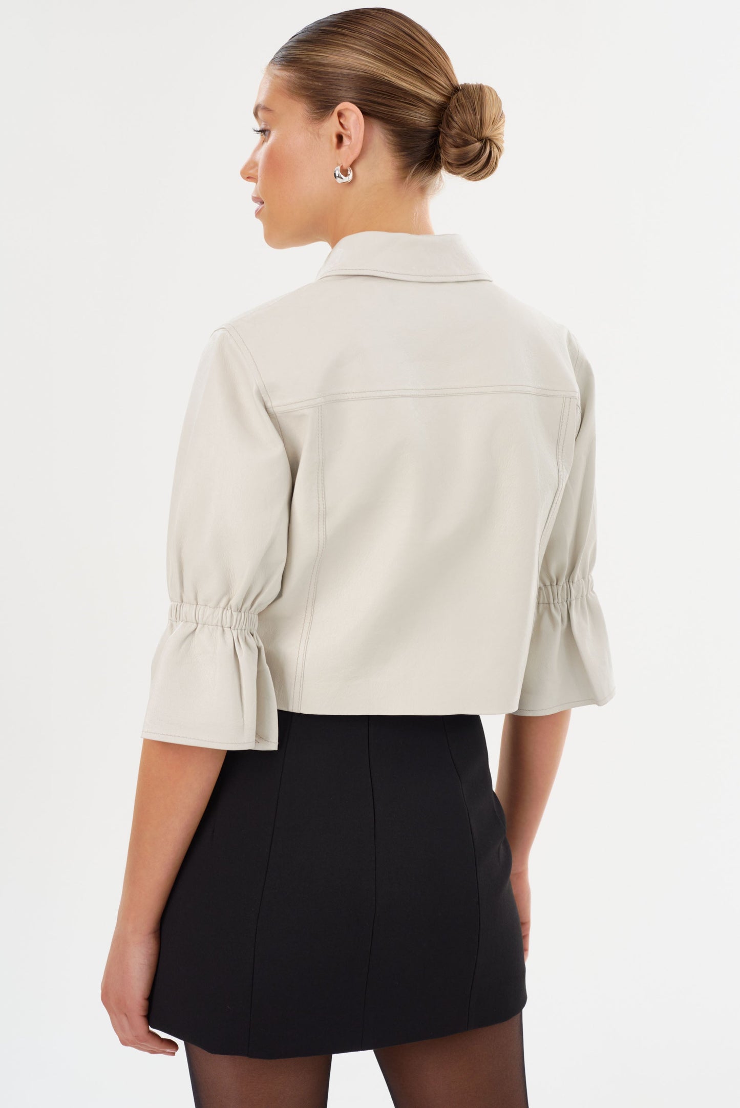 CAROLINA | Leather Ruffle Sleeve Jacket