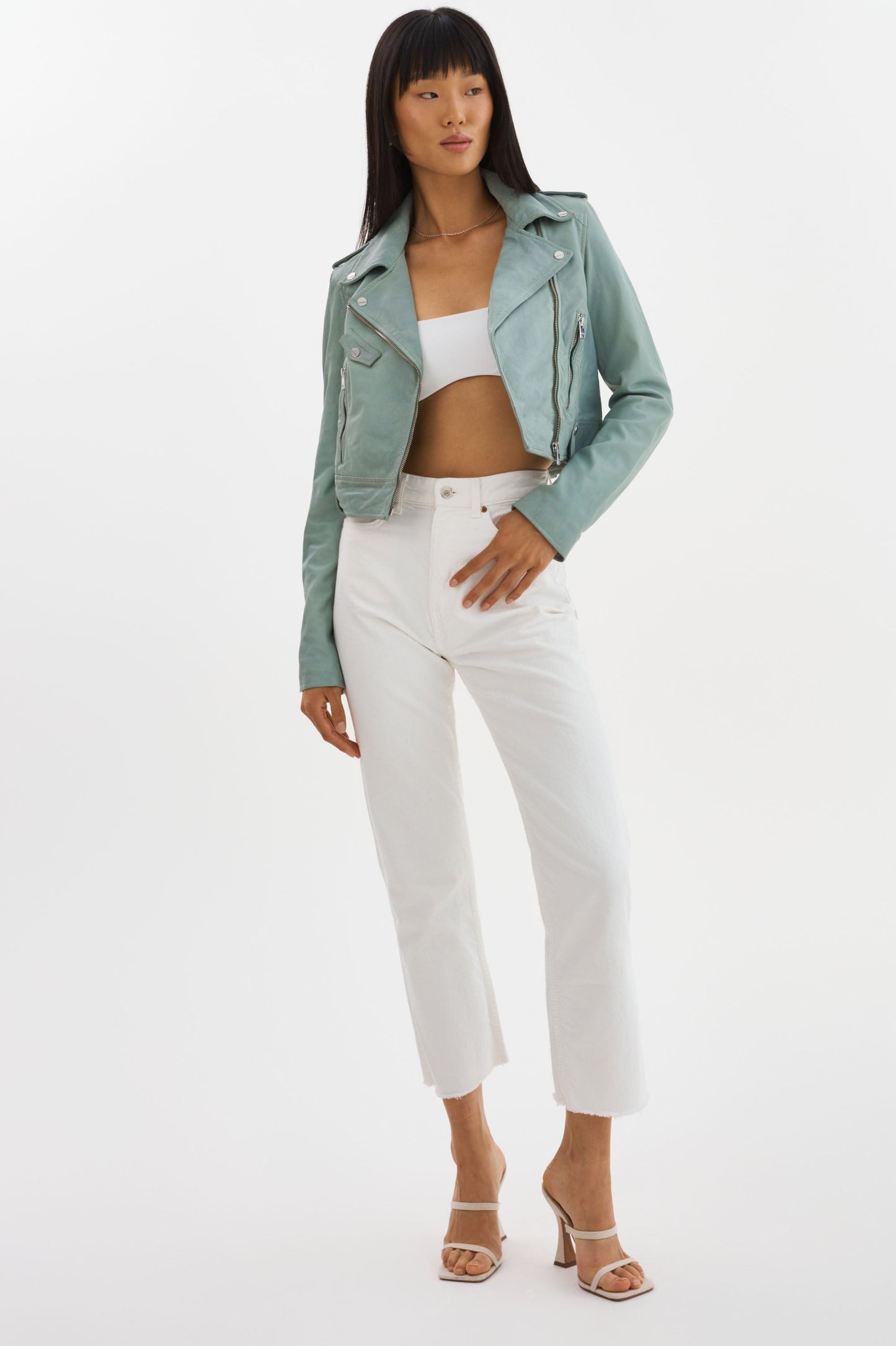 CIARA | Cropped Leather Biker Jacket