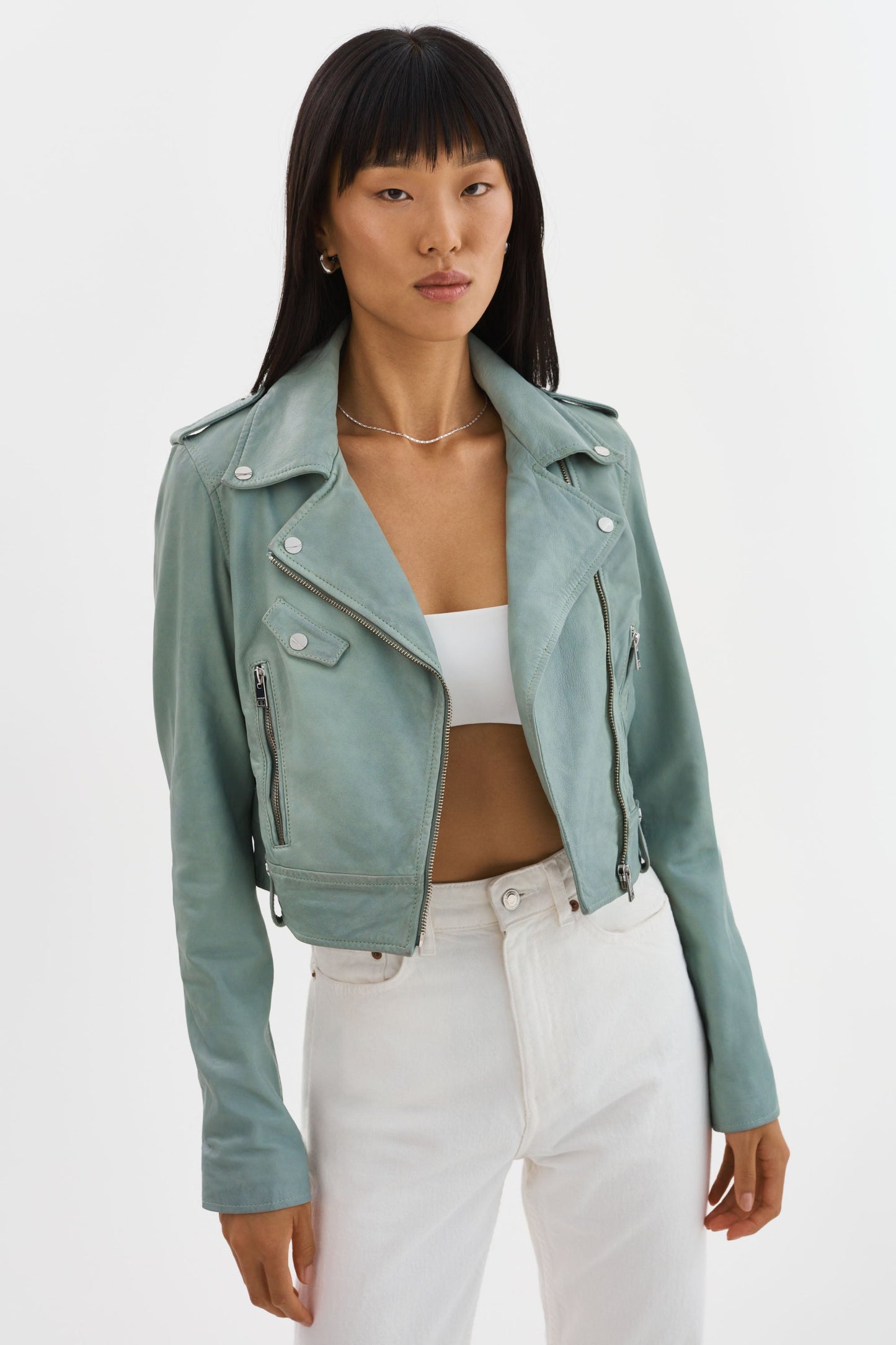 CIARA | Cropped Leather Biker Jacket