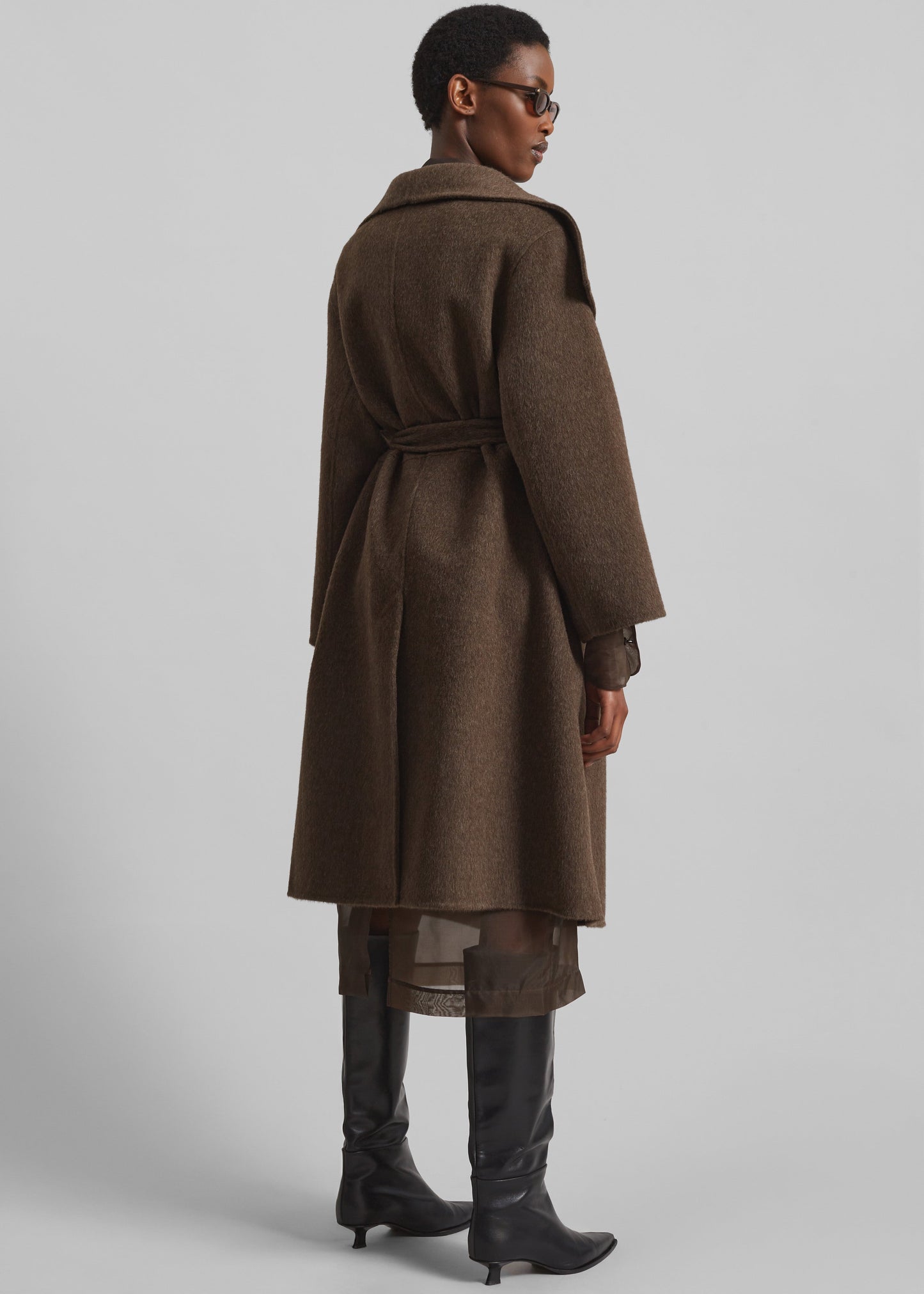 Cheshire Shawl Collar Wool Coat - Brown