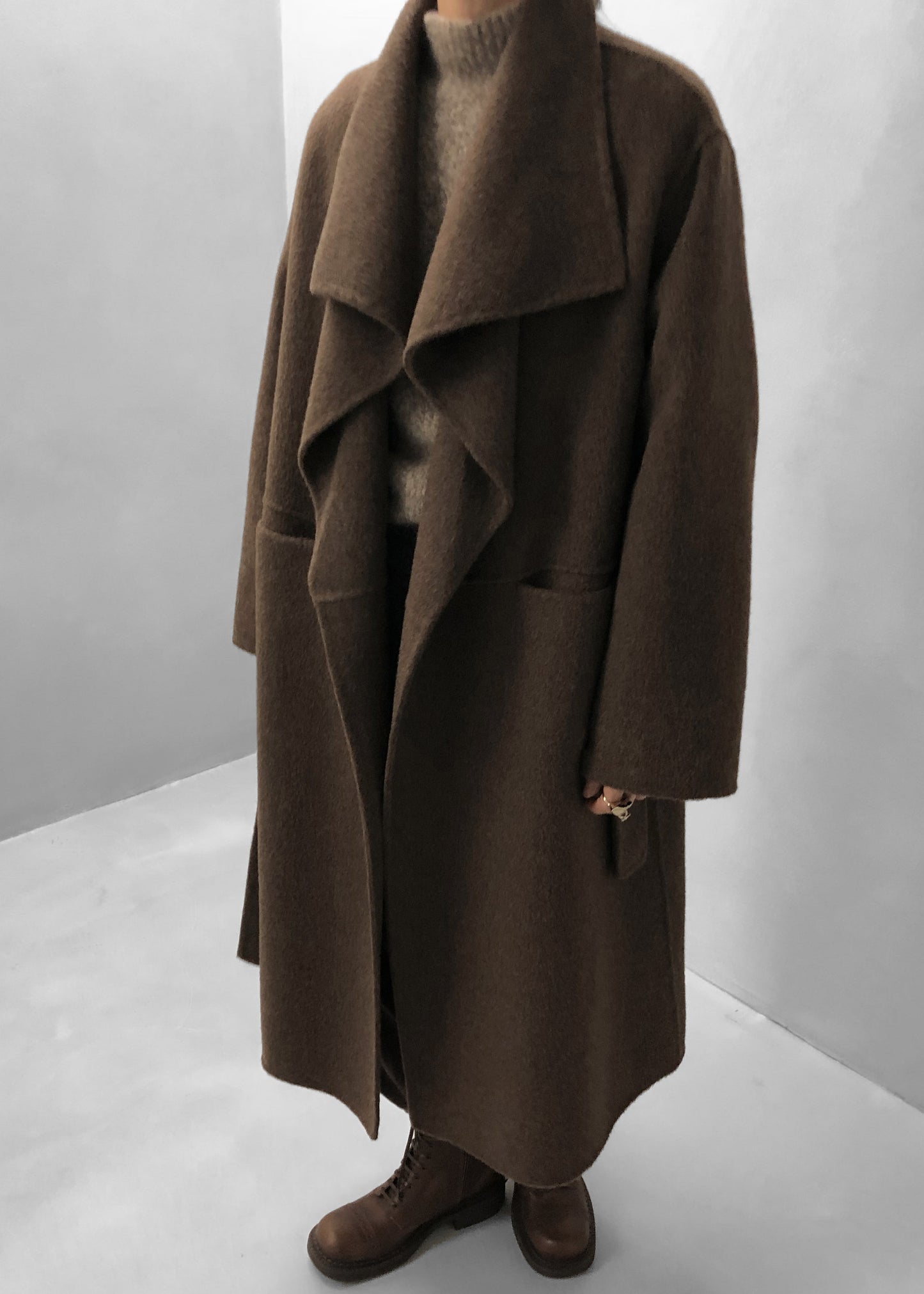 Cheshire Shawl Collar Wool Coat - Brown