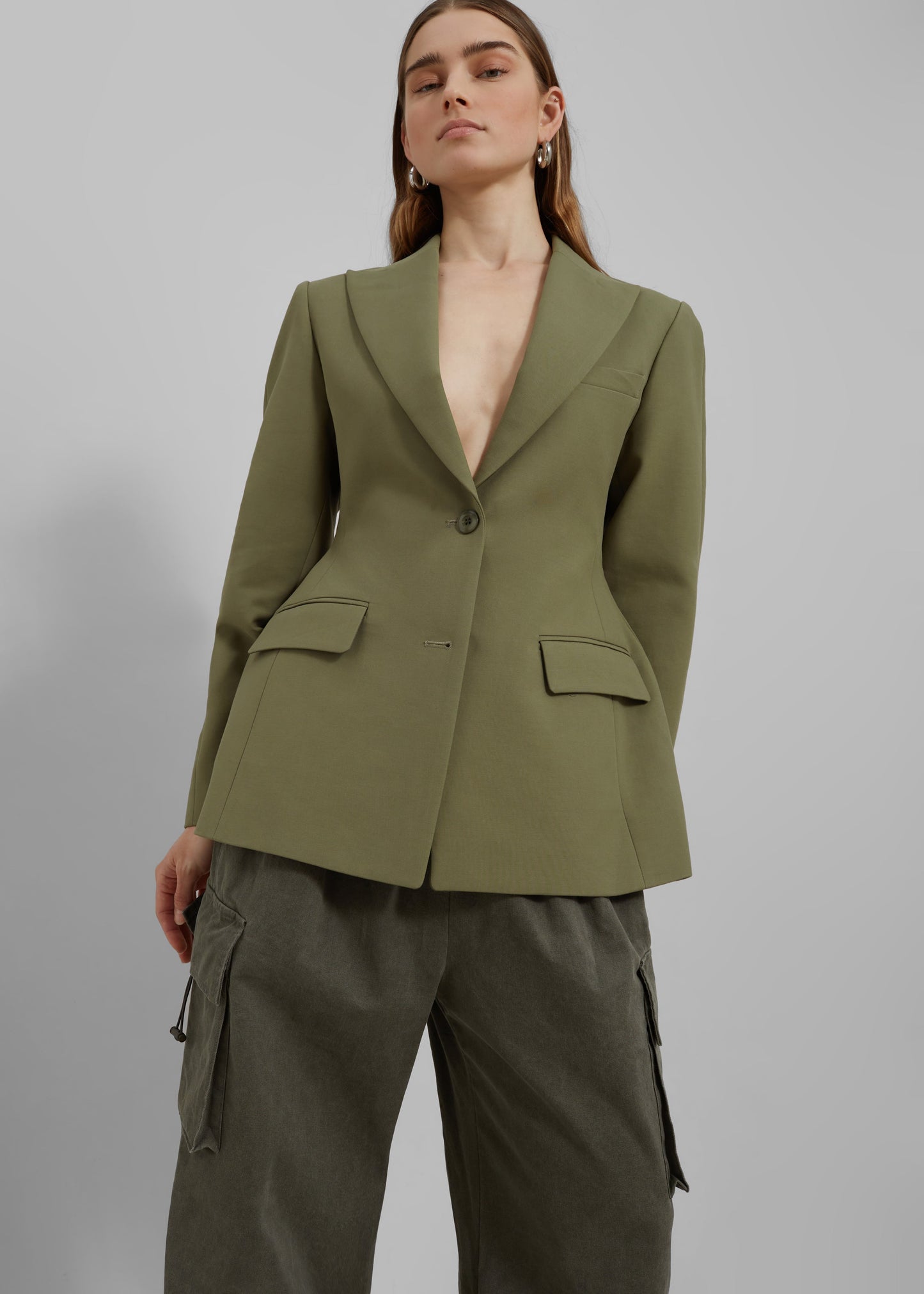 Colette Hourglass Blazer - Khaki