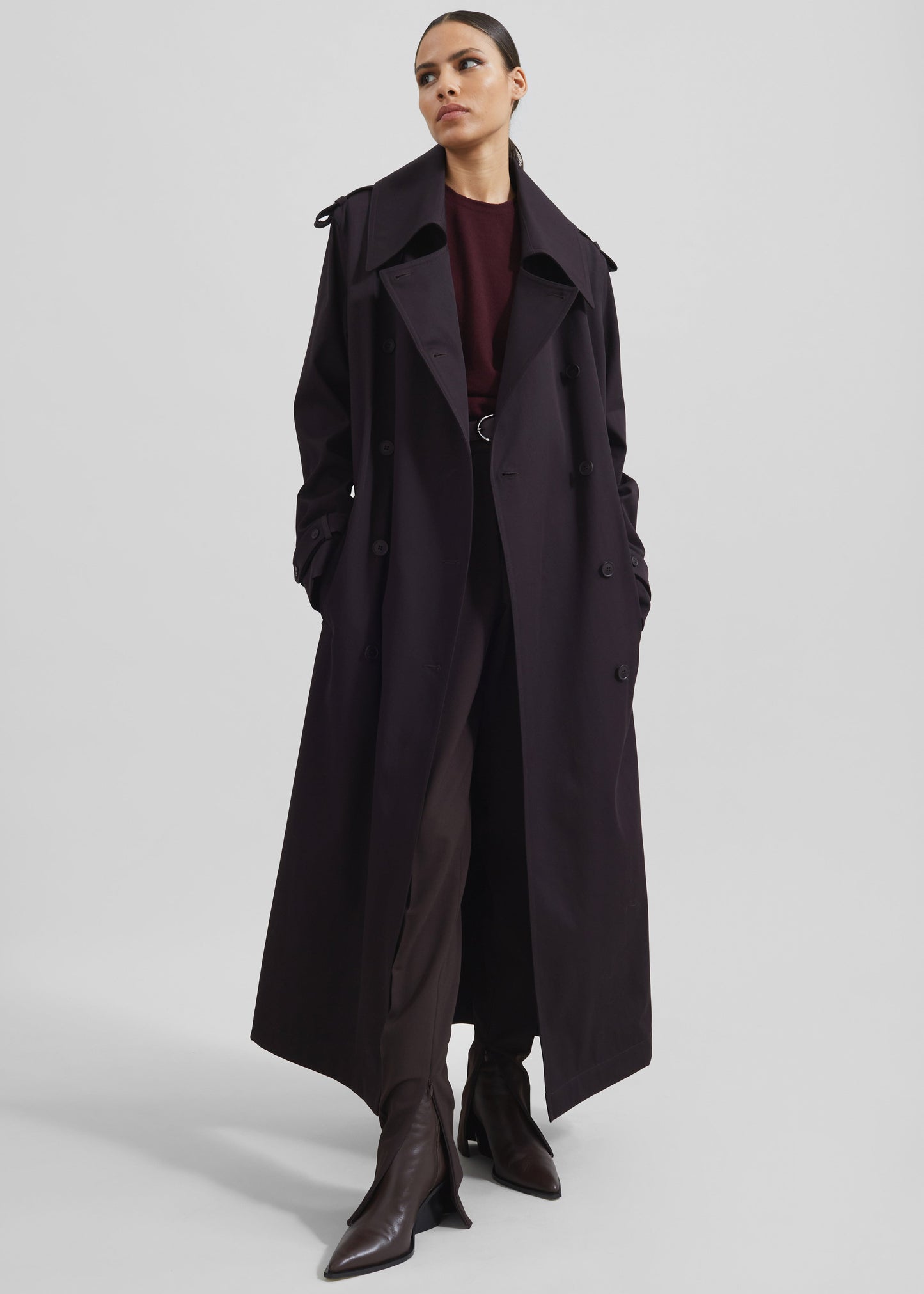 Coline Trench Coat - Dark Plum